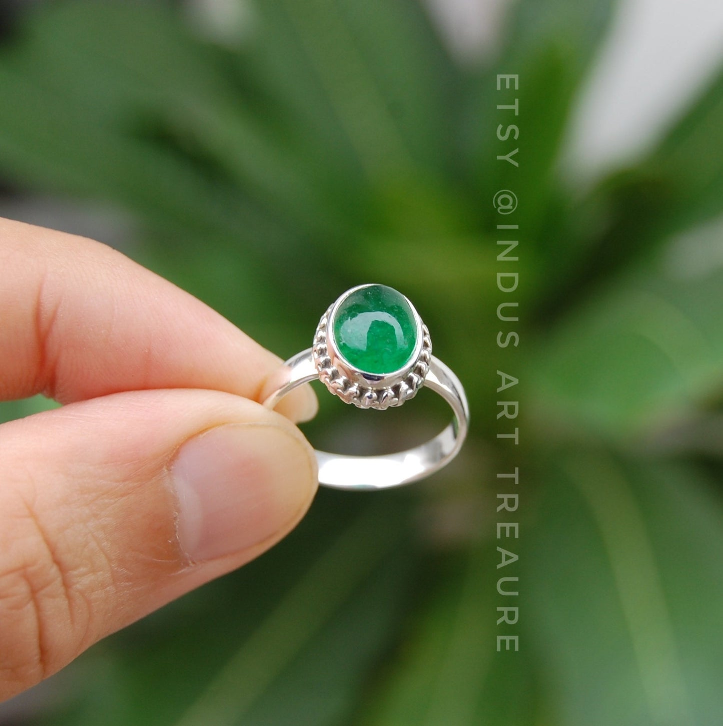 Natural Jade Boho Ring