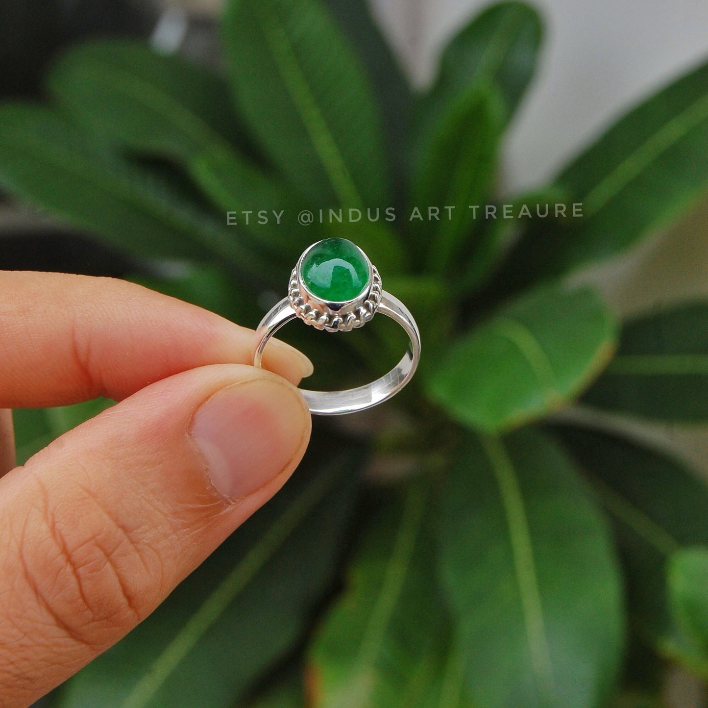 Natural Jade Boho Ring