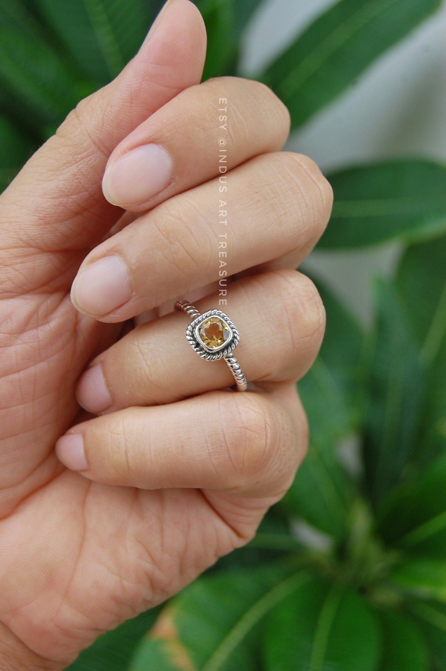 Citrine Twisted Band Ring