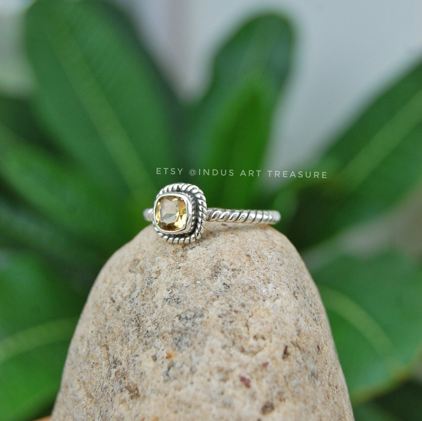 Citrine Twisted Band Ring
