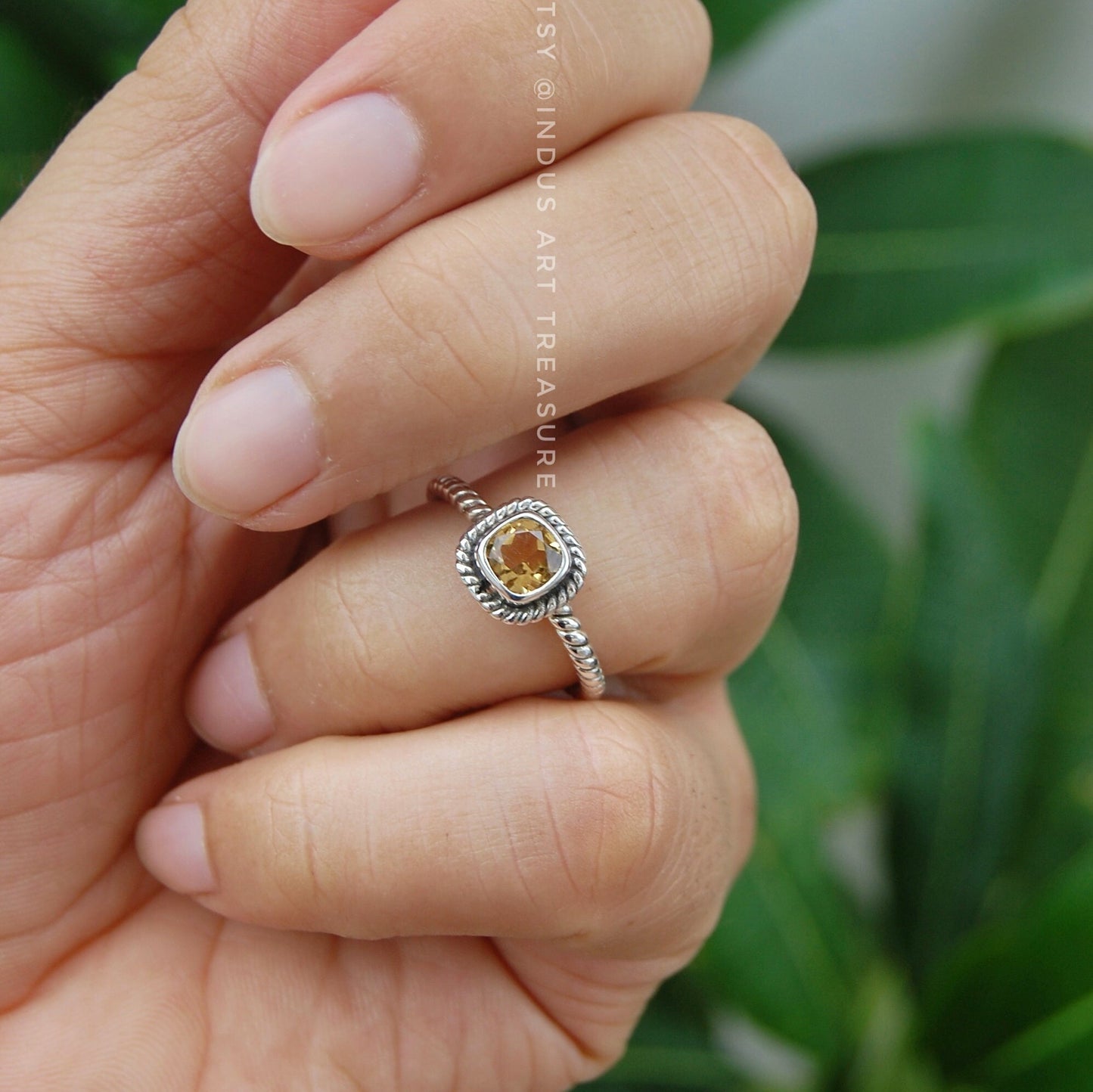 Citrine Twisted Band Ring