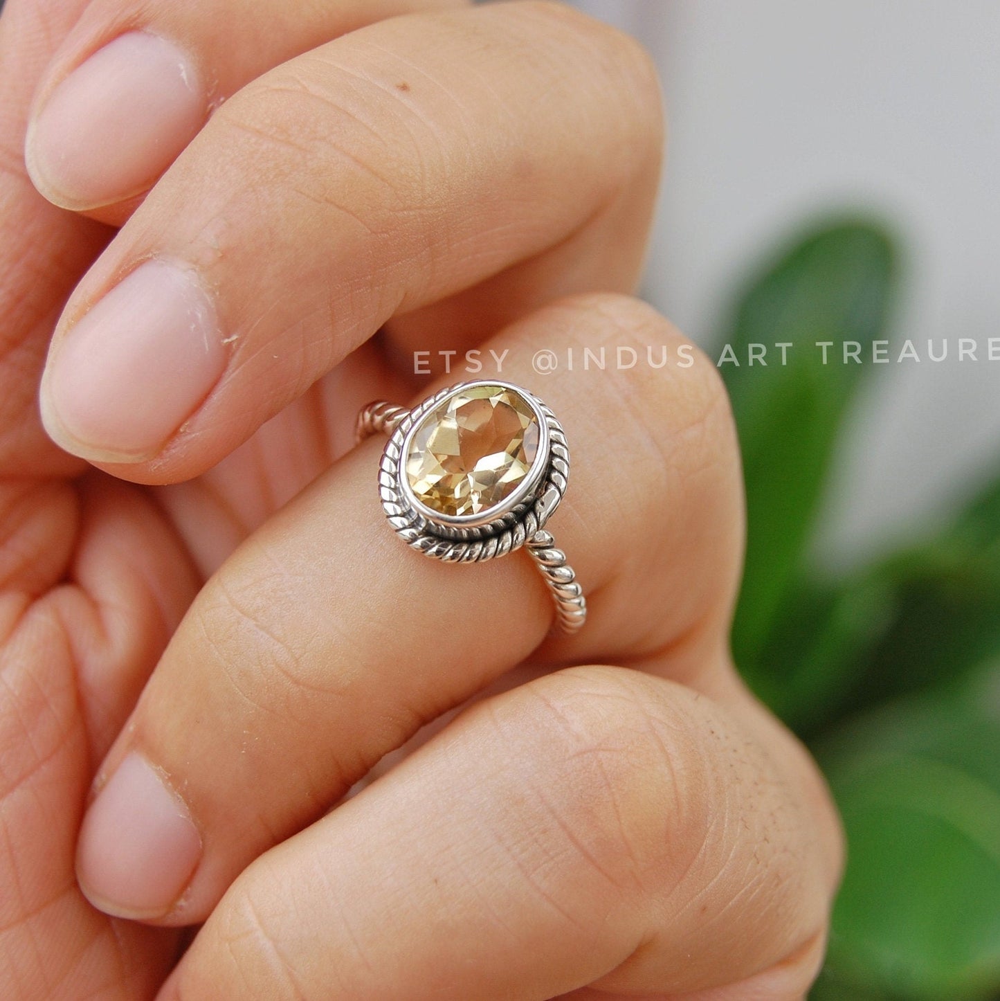 Citrine Twisted Band Ring