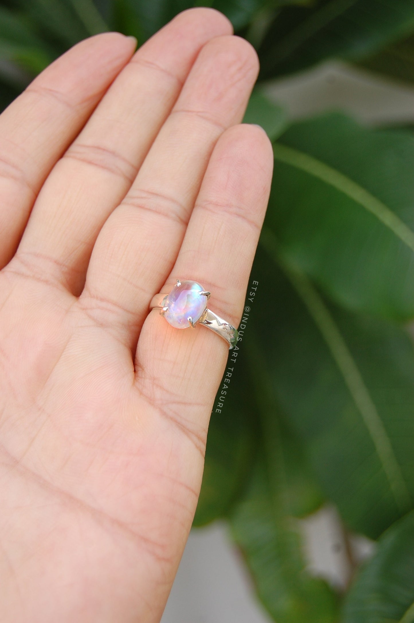 Rainbow Moonstone Ring