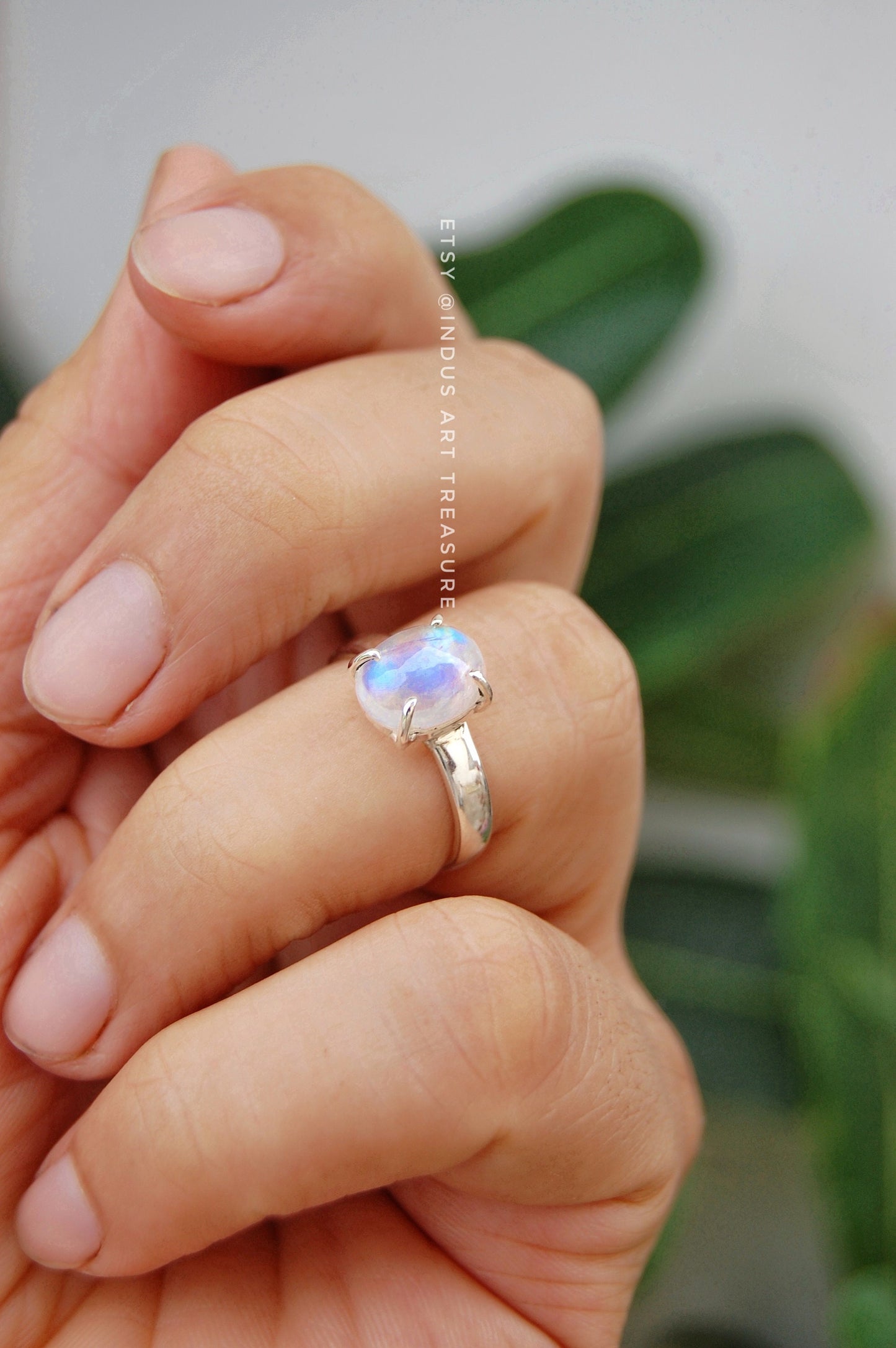 Rainbow Moonstone Ring