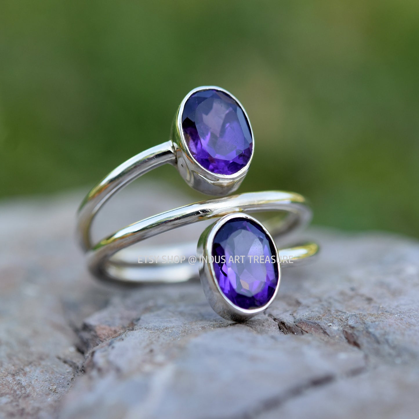 Purple Amethyst Coil Ring