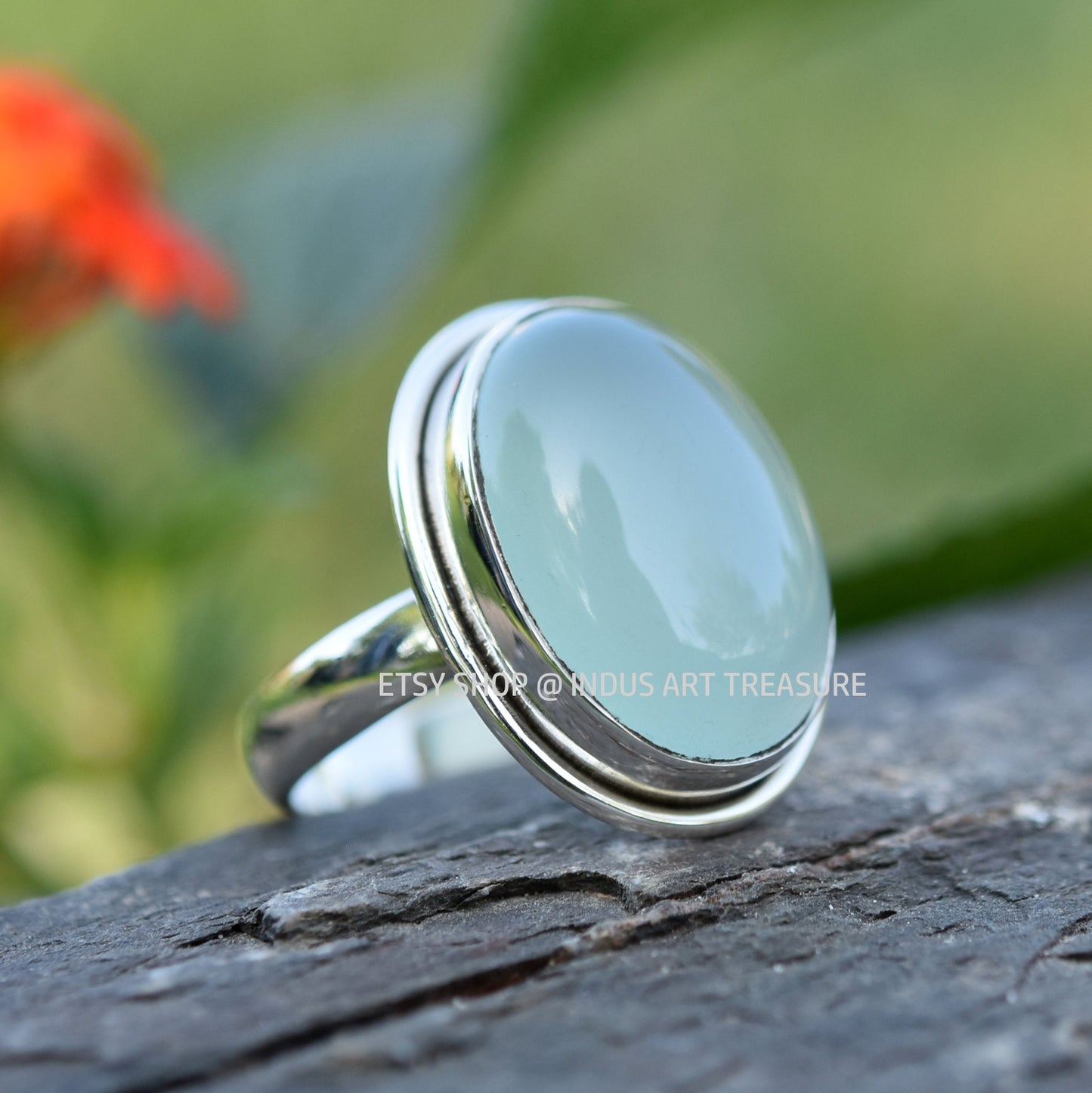 Aqua Chalcedony Ring