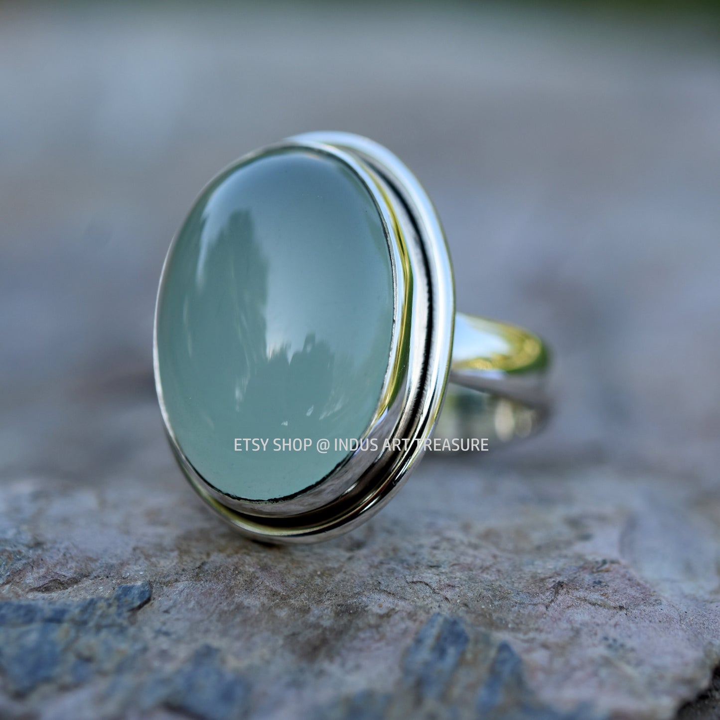 Aqua Chalcedony Ring