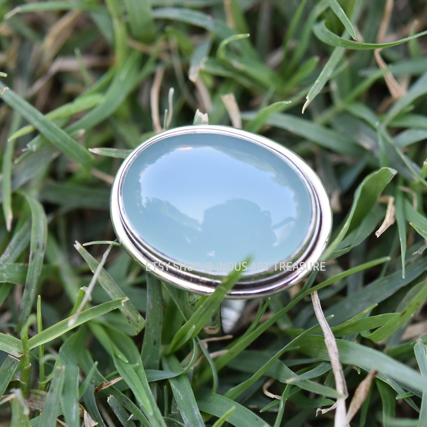 Aqua Chalcedony Ring