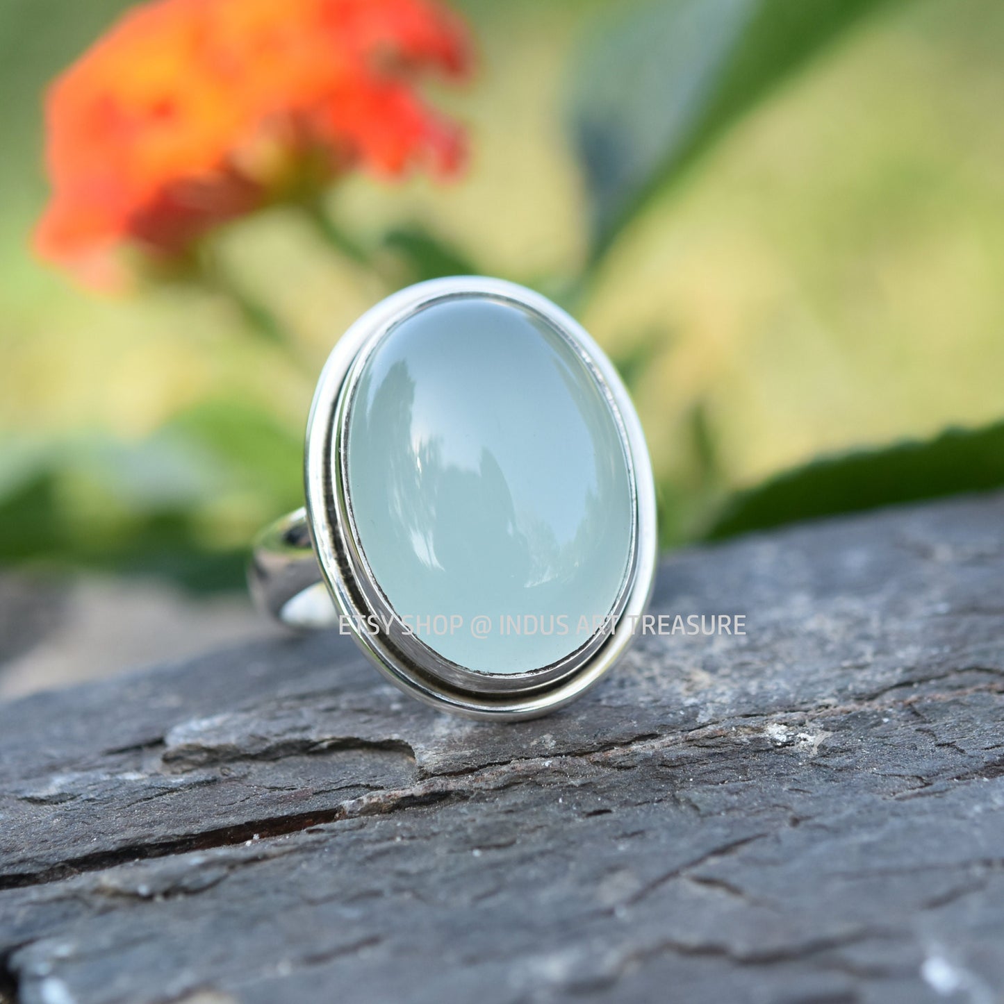 Aqua Chalcedony Ring