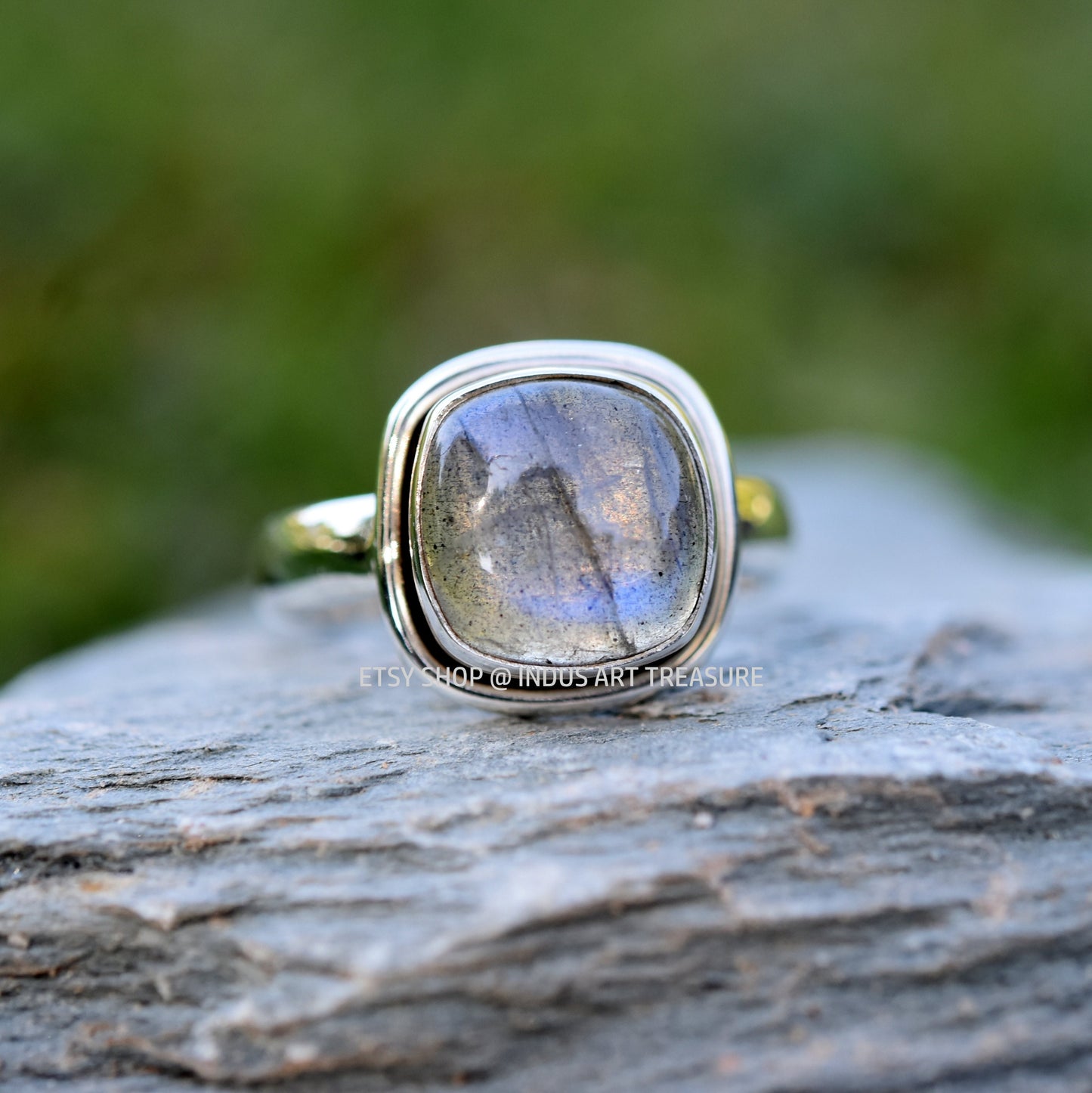 Blue Labradorite Square Cab Ring