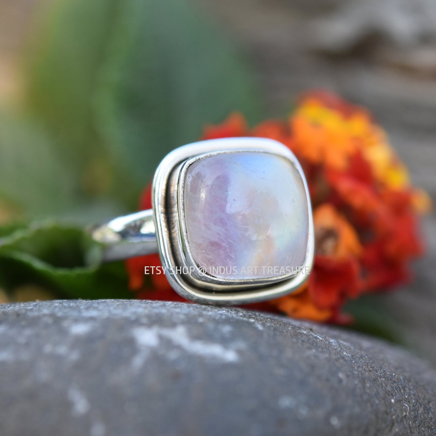 Rainbow Moonstone Ring