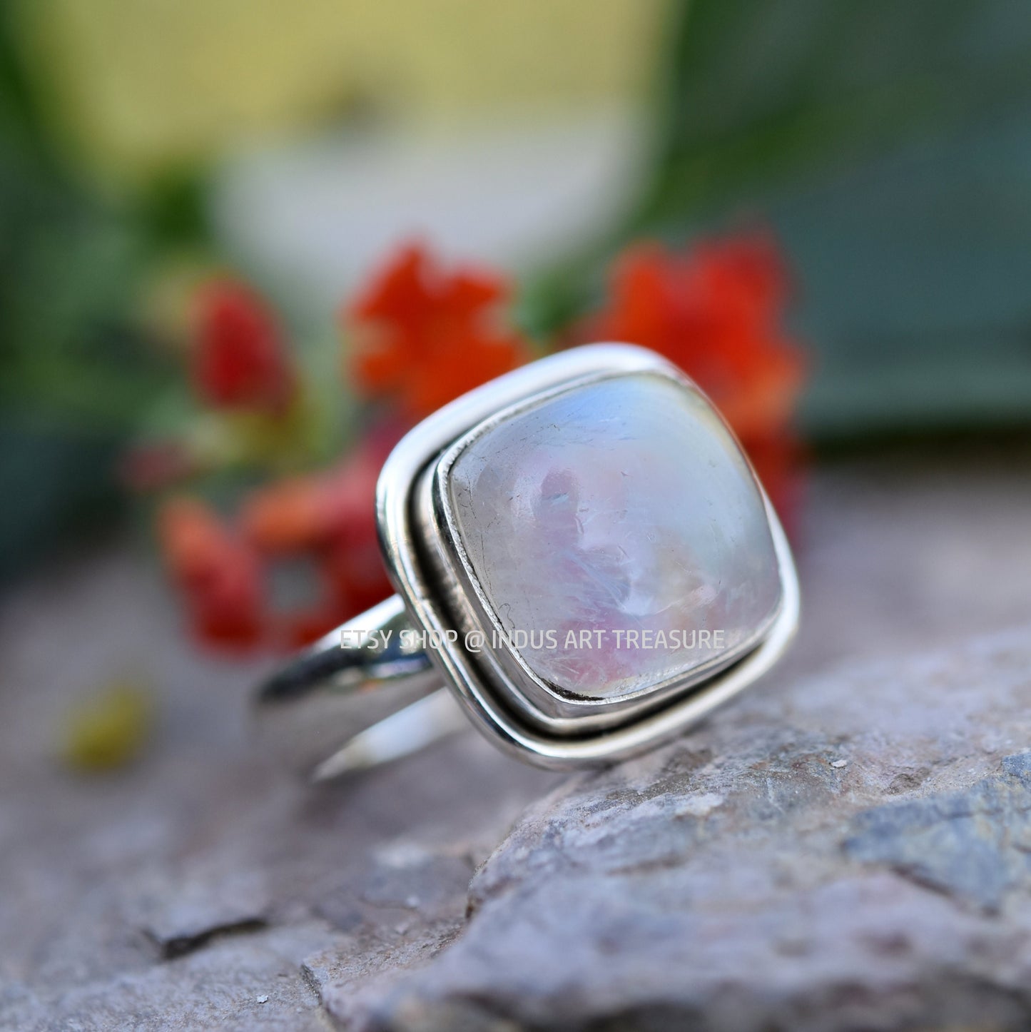 Rainbow Moonstone Ring