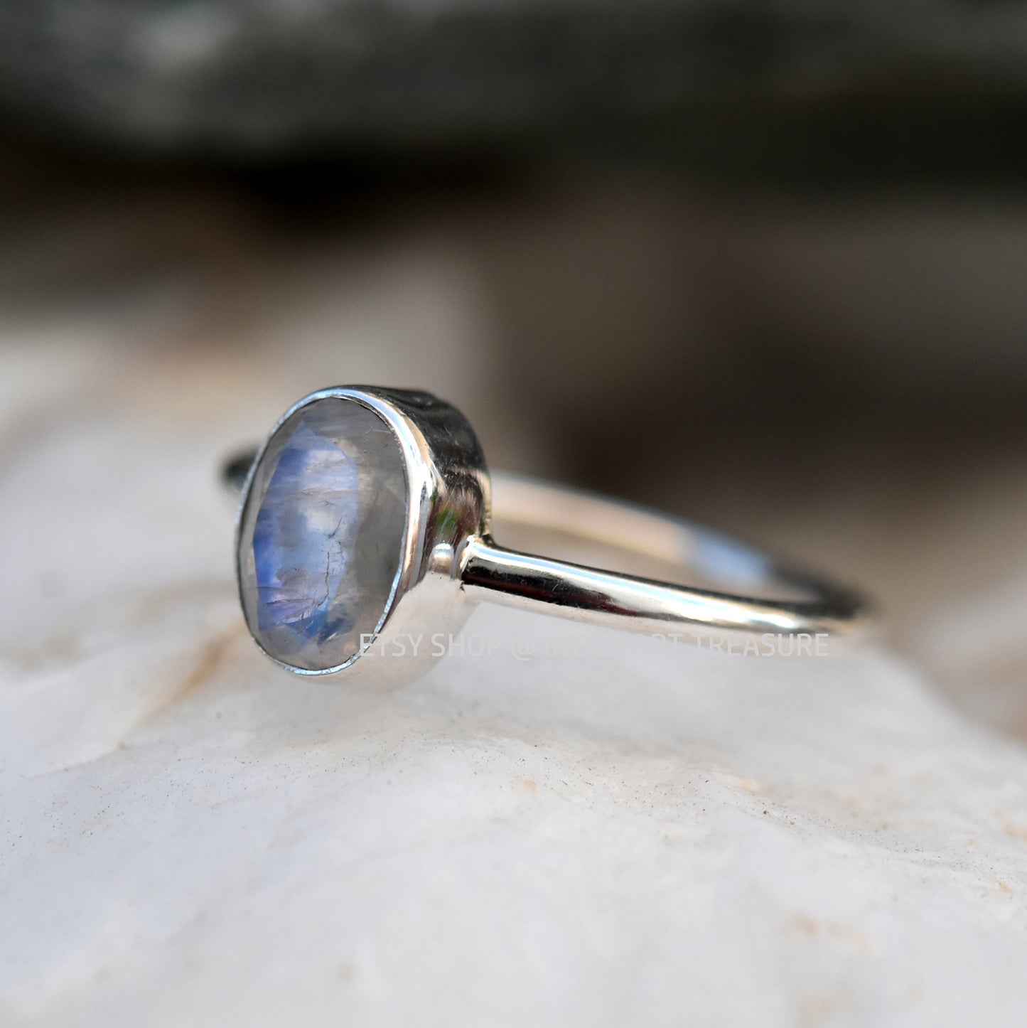 Rainbow Moonstone Ring