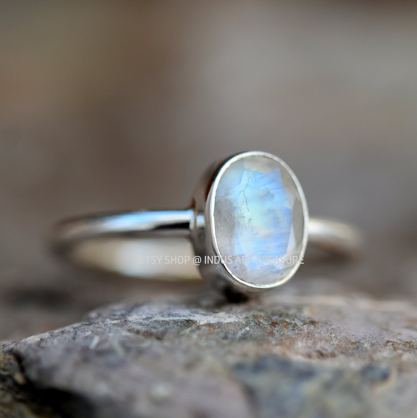 Rainbow Moonstone Ring