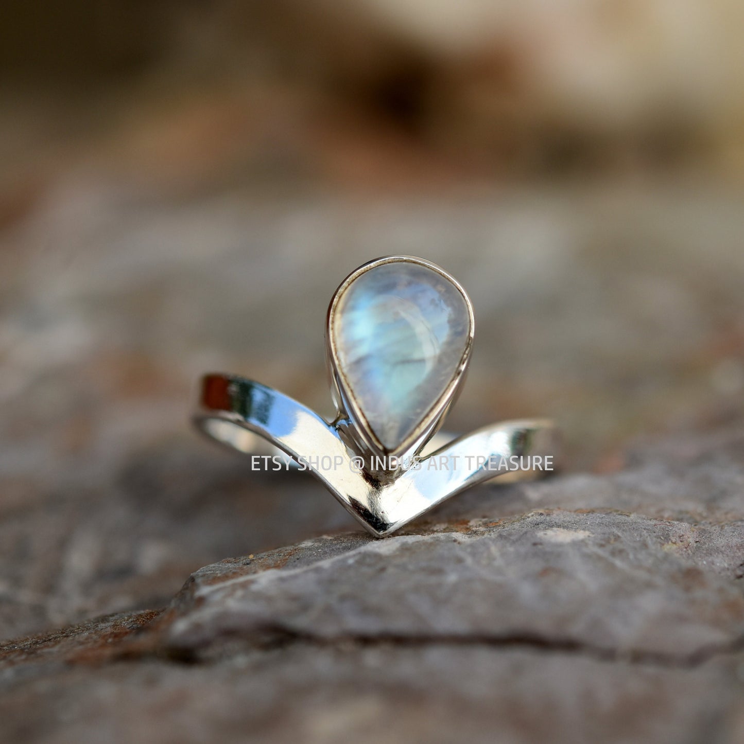 Rainbow Moonstone Crown Ring
