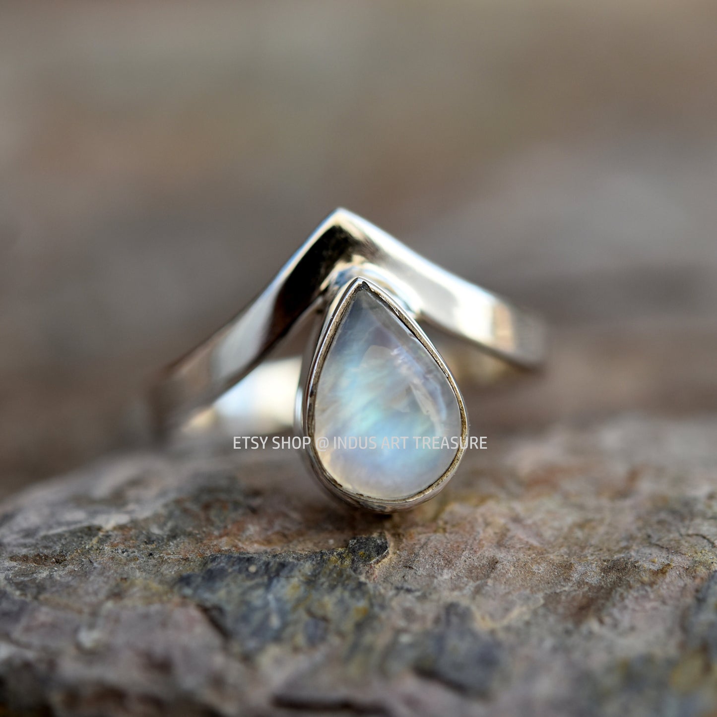 Rainbow Moonstone Crown Ring