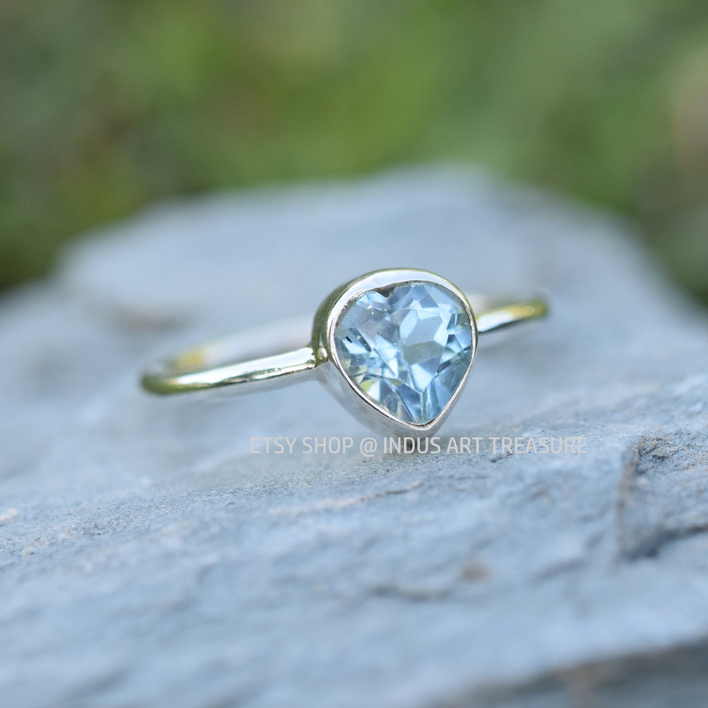 Blue Topaz Heart Ring