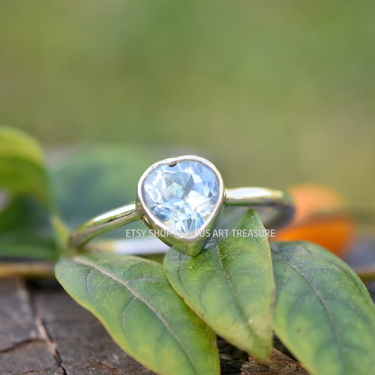 Blue Topaz Heart Ring