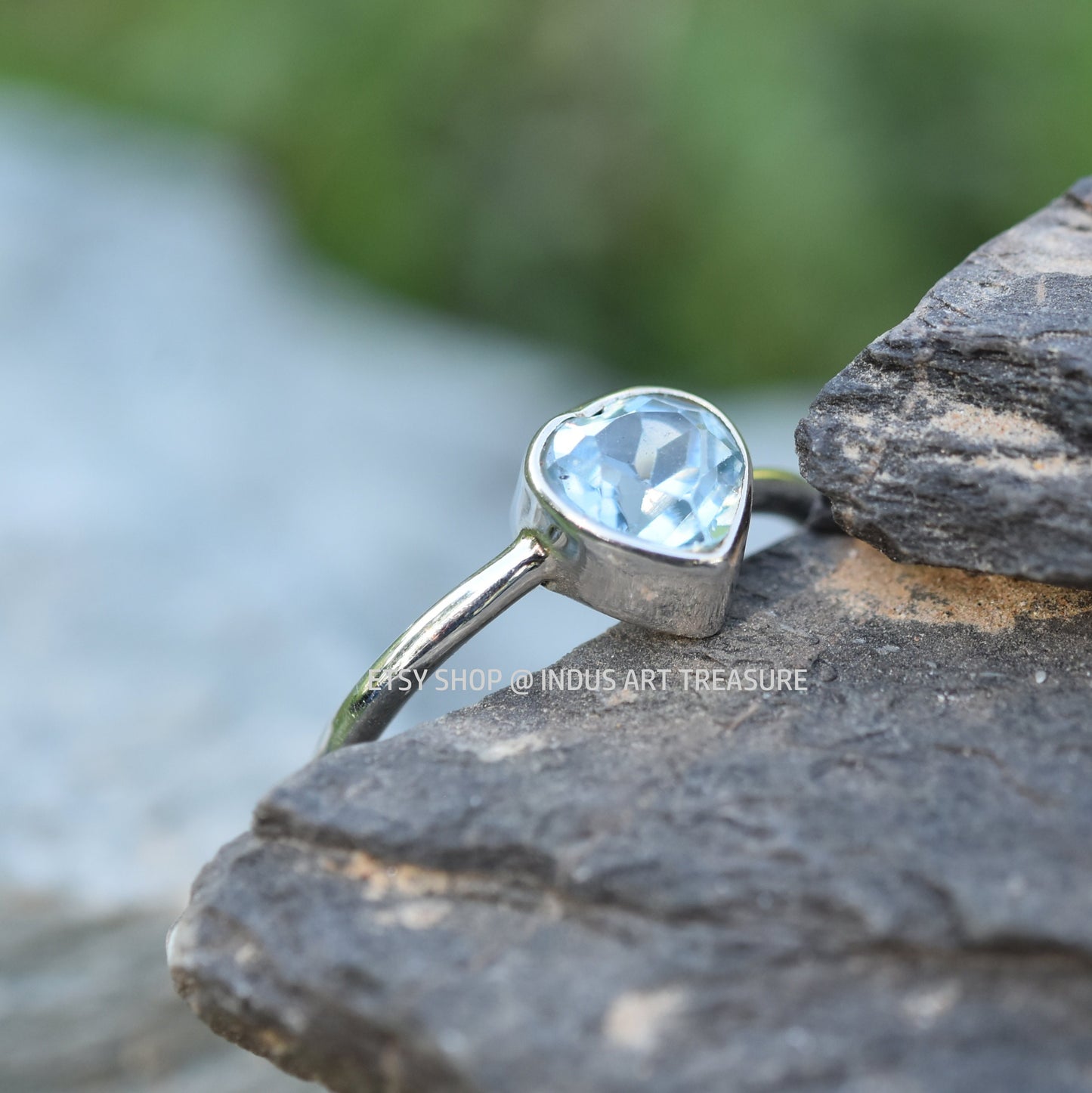 Blue Topaz Heart Ring