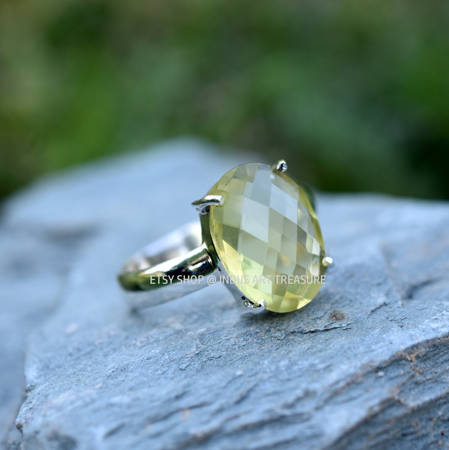 Lemon Quartz Prong Setting Ring