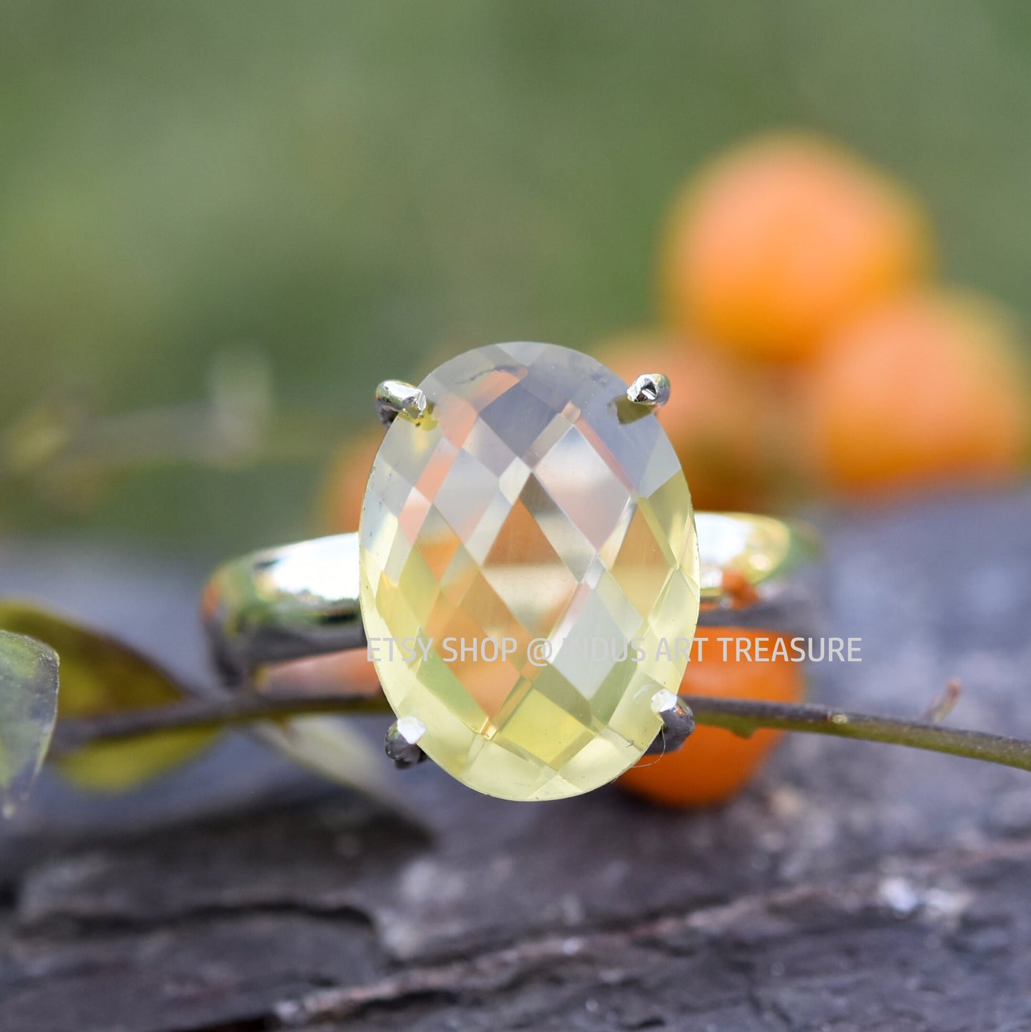 Lemon Quartz Prong Setting Ring