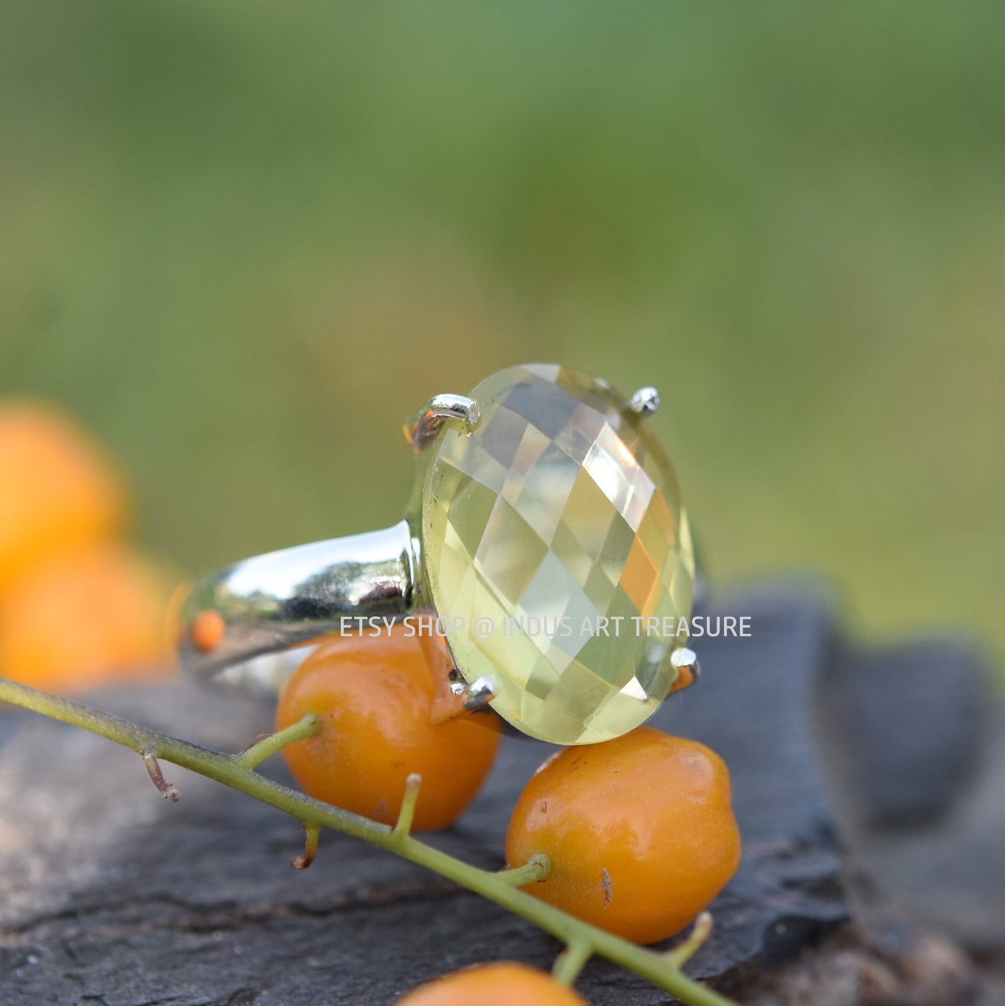 Lemon Quartz Prong Setting Ring