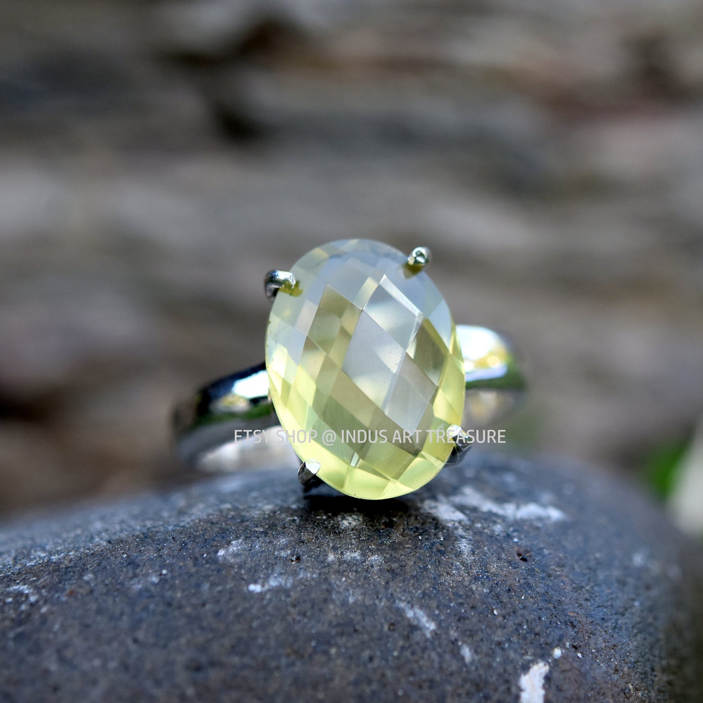 Lemon Quartz Prong Setting Ring