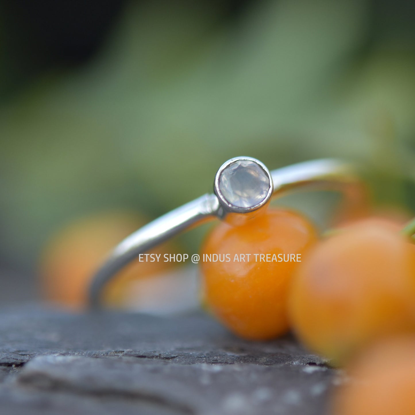 Rainbow Moonstone Minimalist Ring