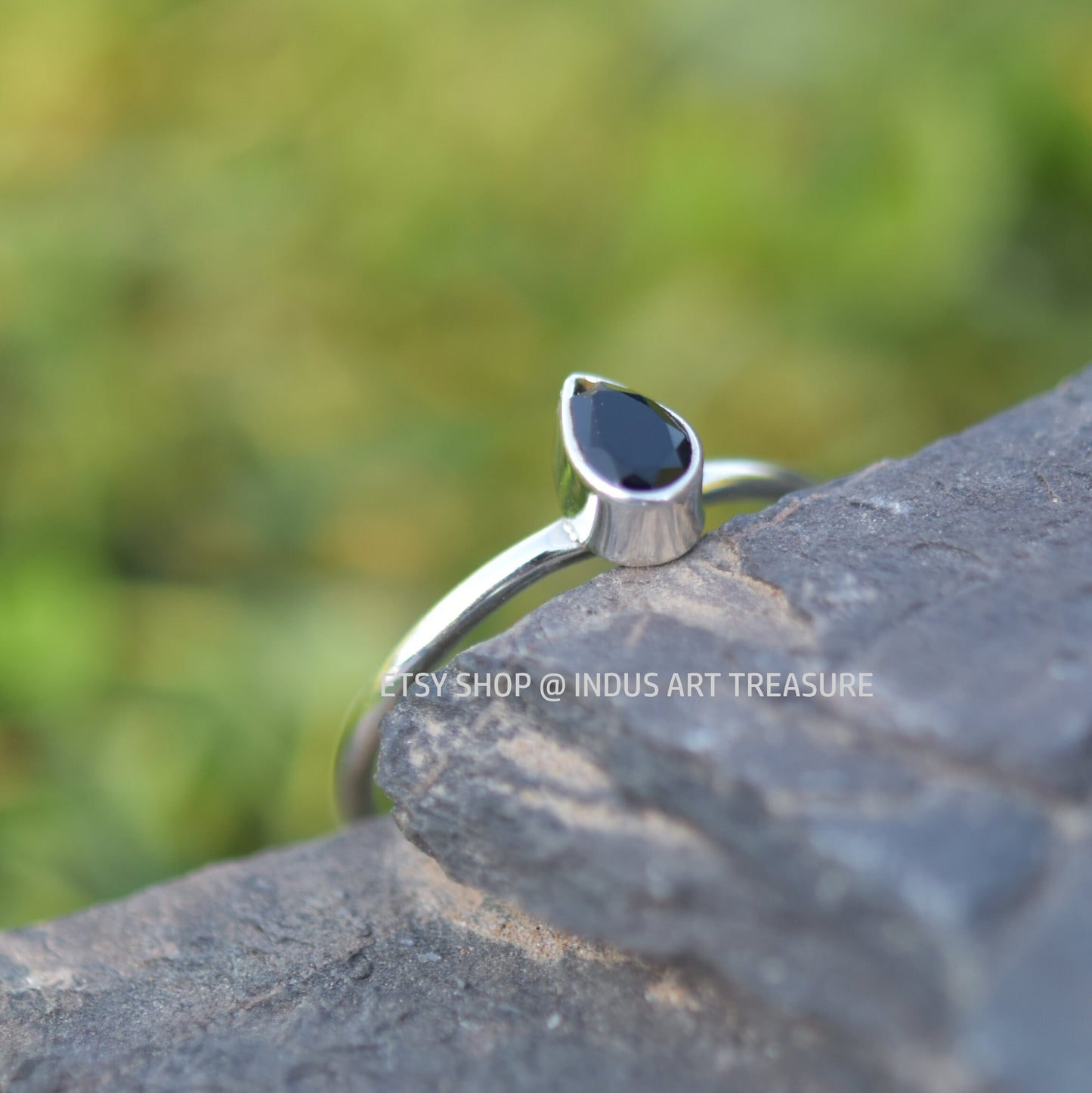 Black Onyx Dainty Ring