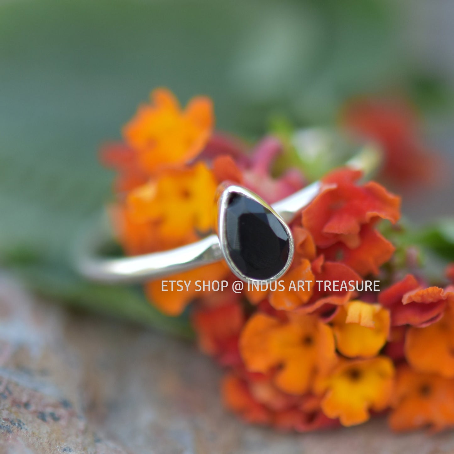 Black Onyx Dainty Ring