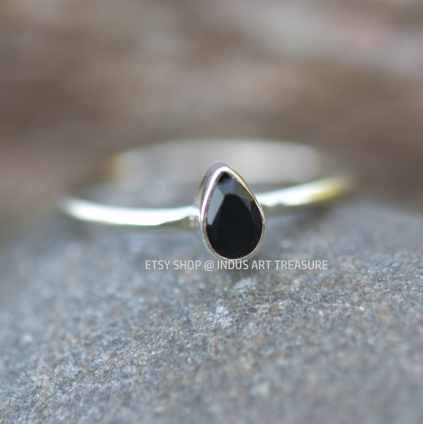 Black Onyx Dainty Ring