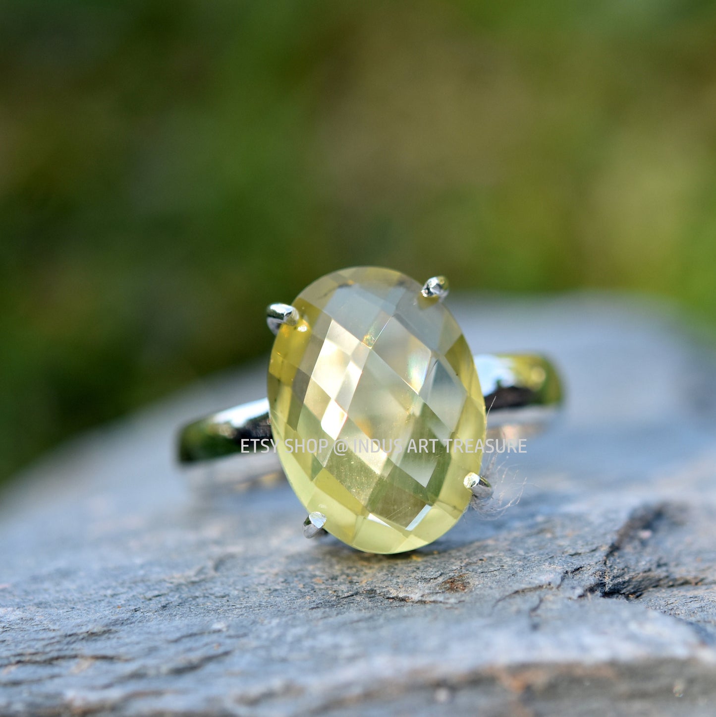 Lemon Quartz Prong Setting Ring