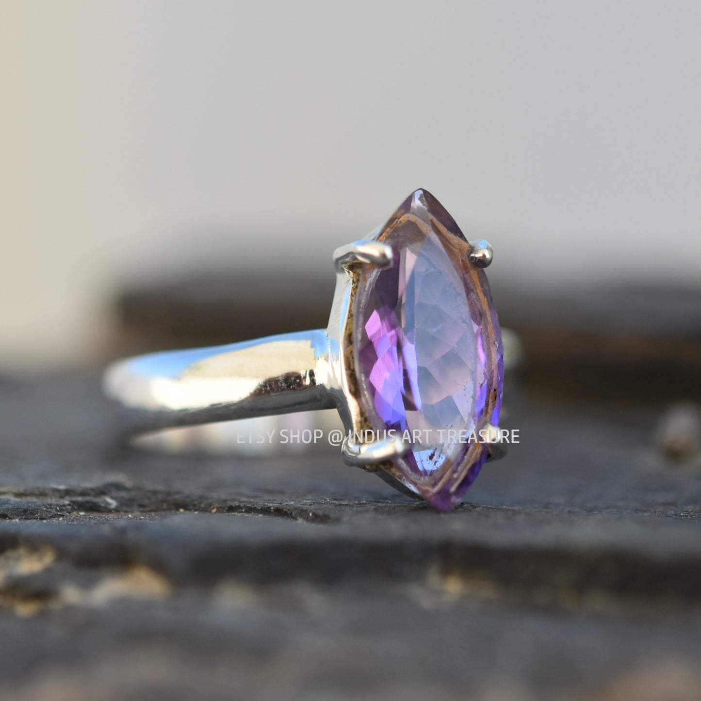 Purple Amethyst Prong Setting Ring