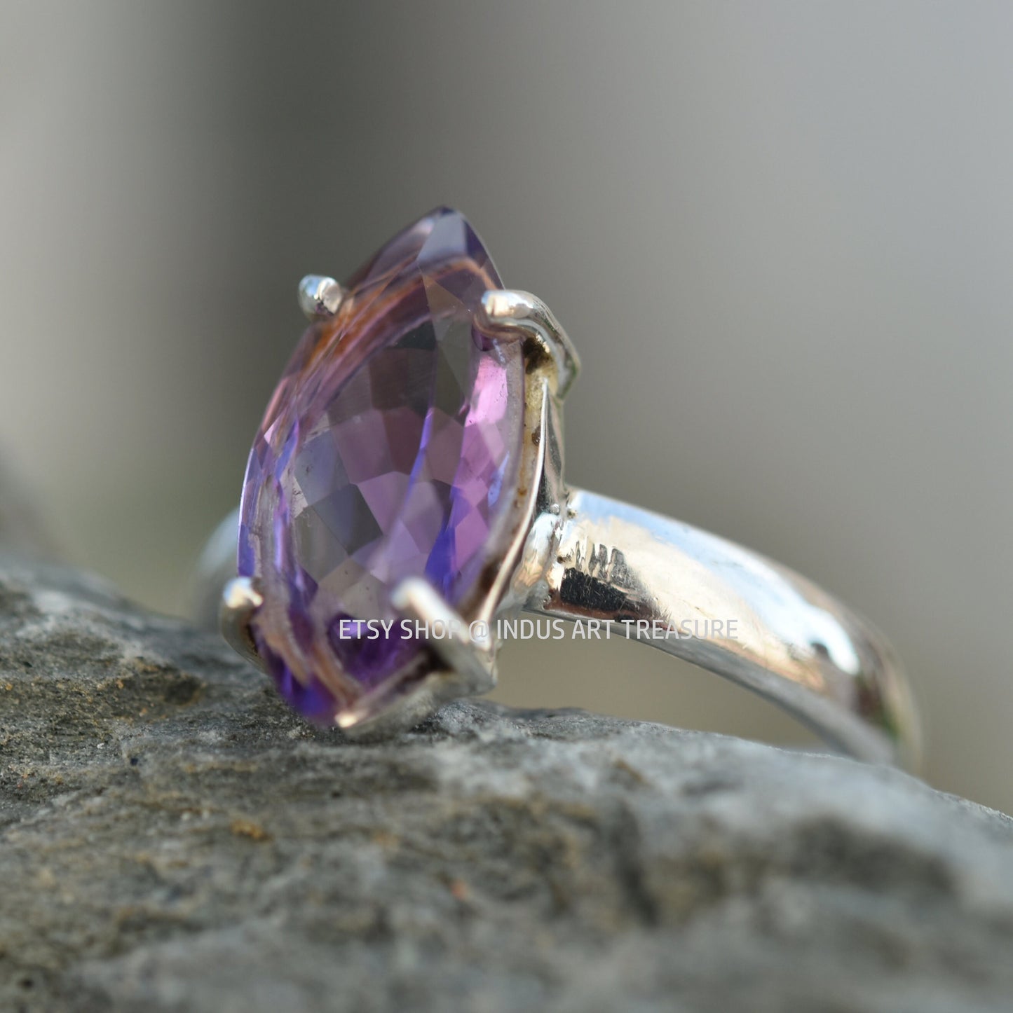 Purple Amethyst Prong Setting Ring