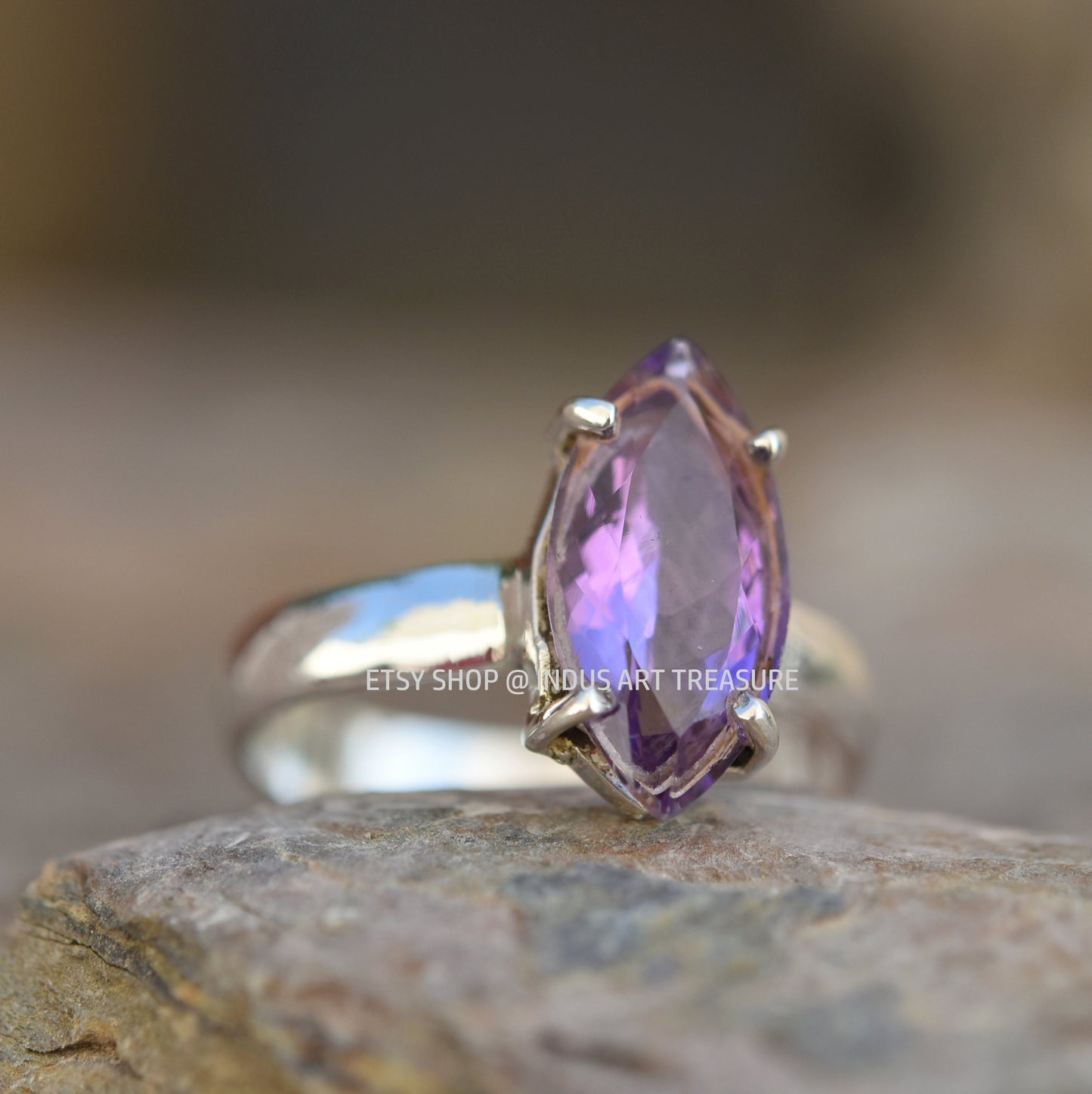 Purple Amethyst Prong Setting Ring