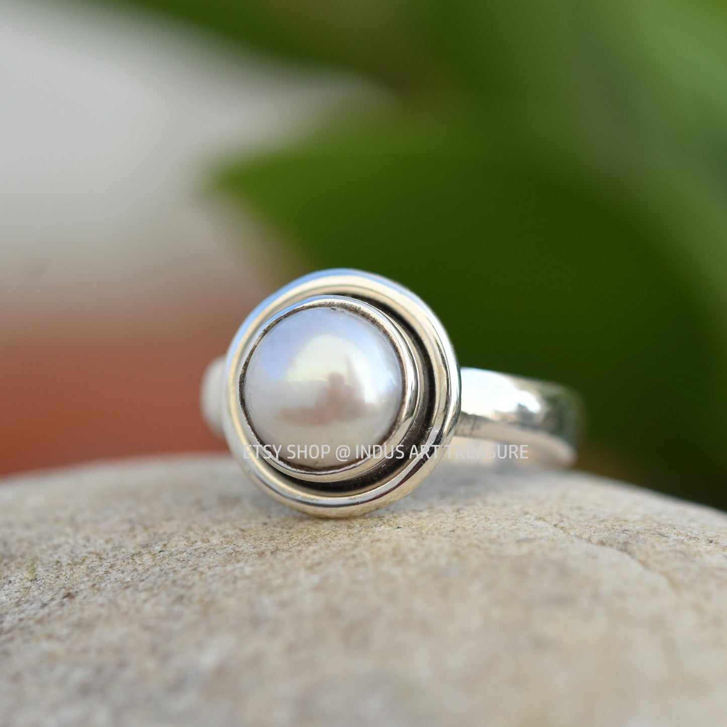 White Pearl Boho Ring