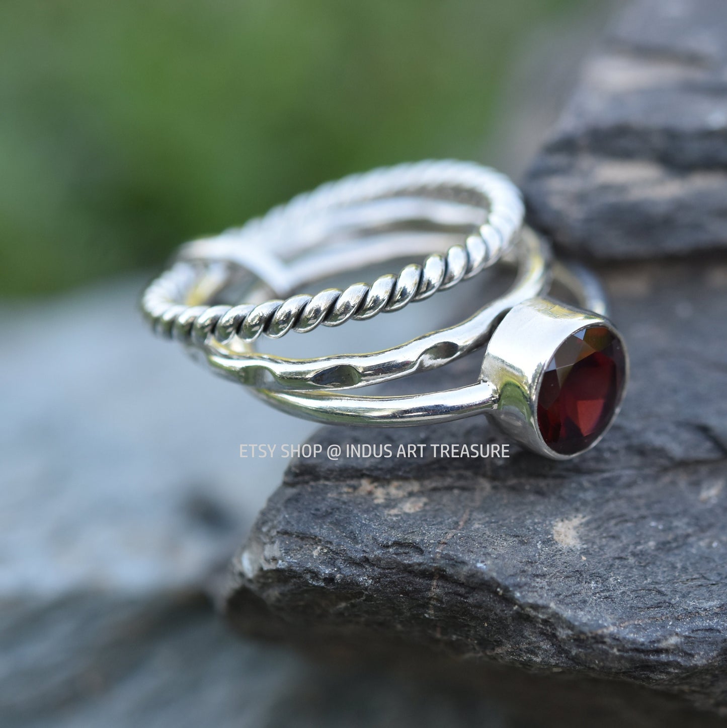 Red Garnet Stacking Ring