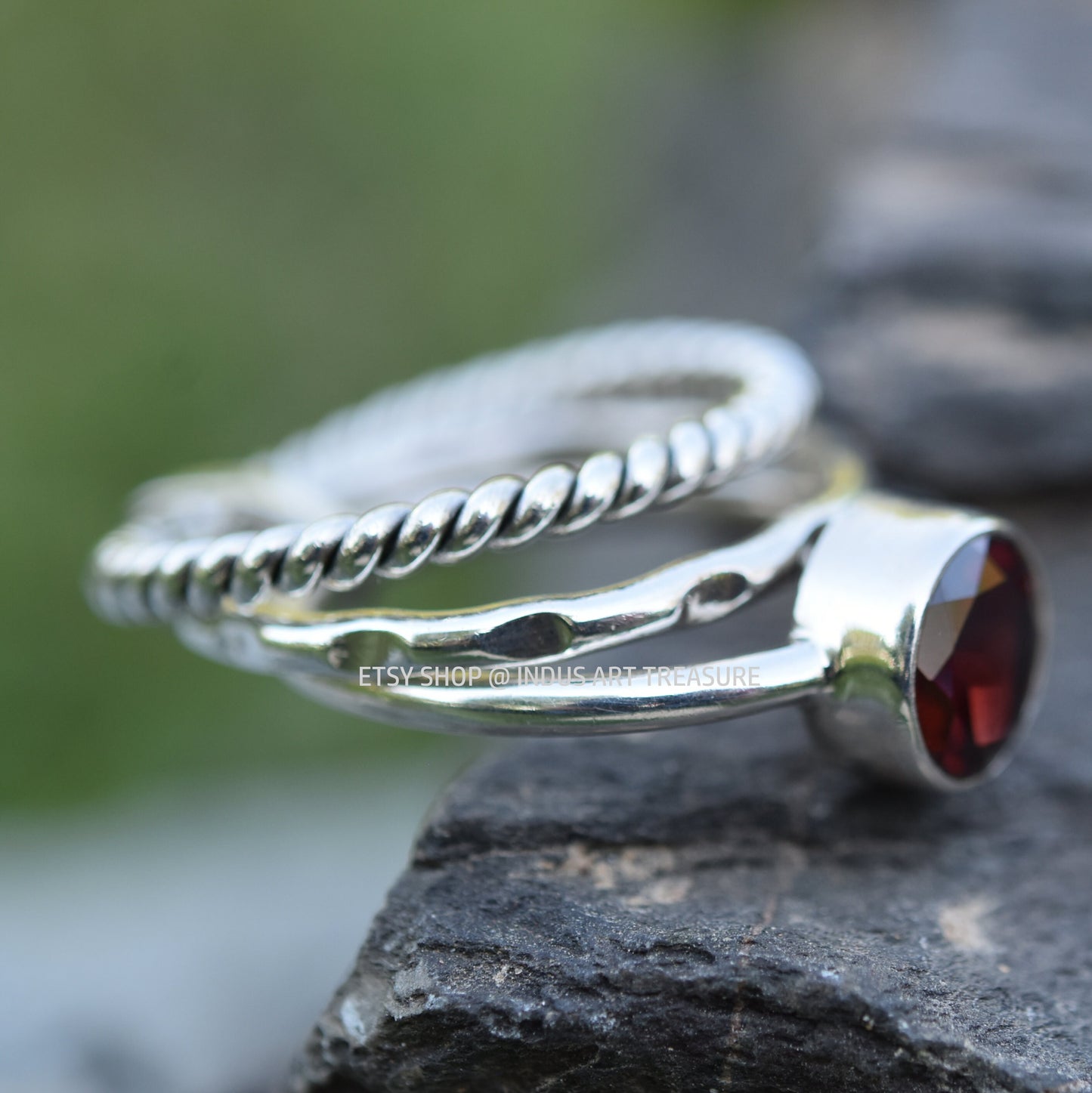 Red Garnet Stacking Ring