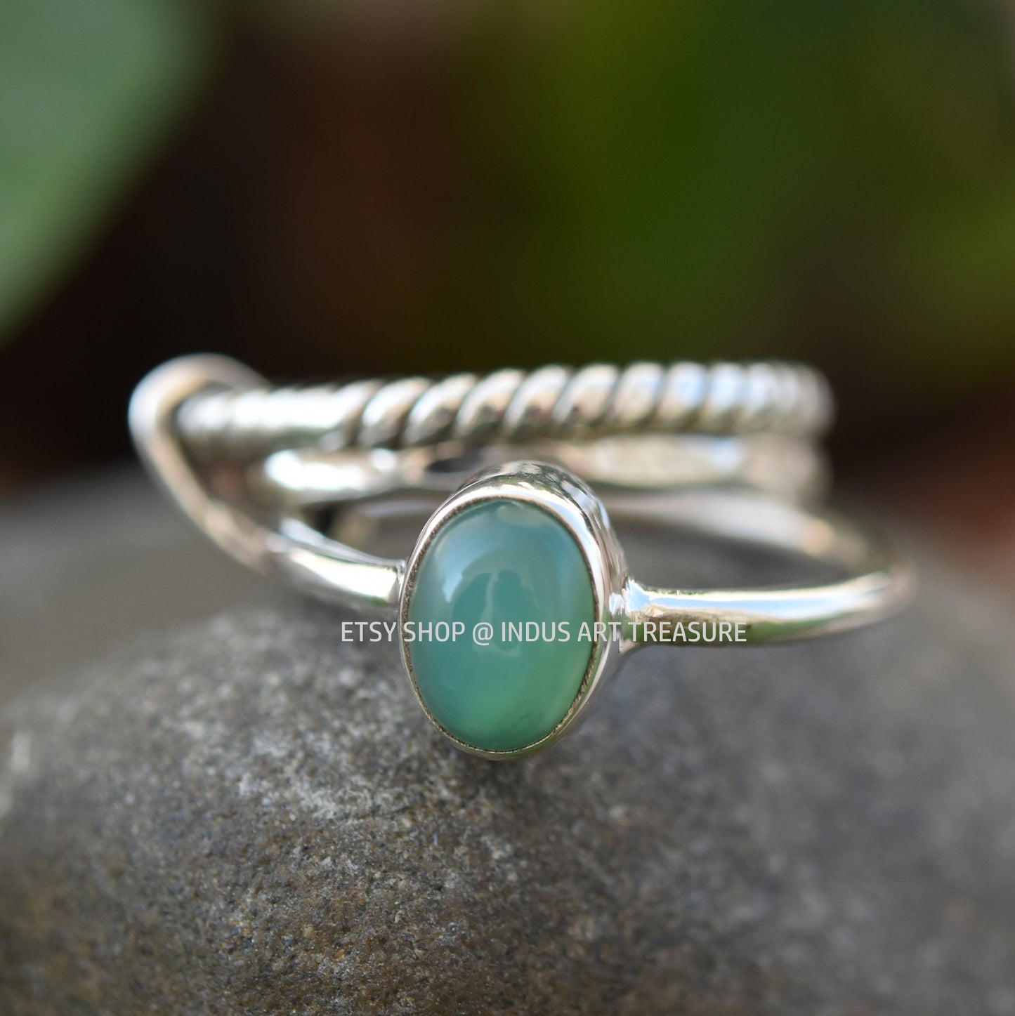 Green Chrysoprase Stacking Ring Set