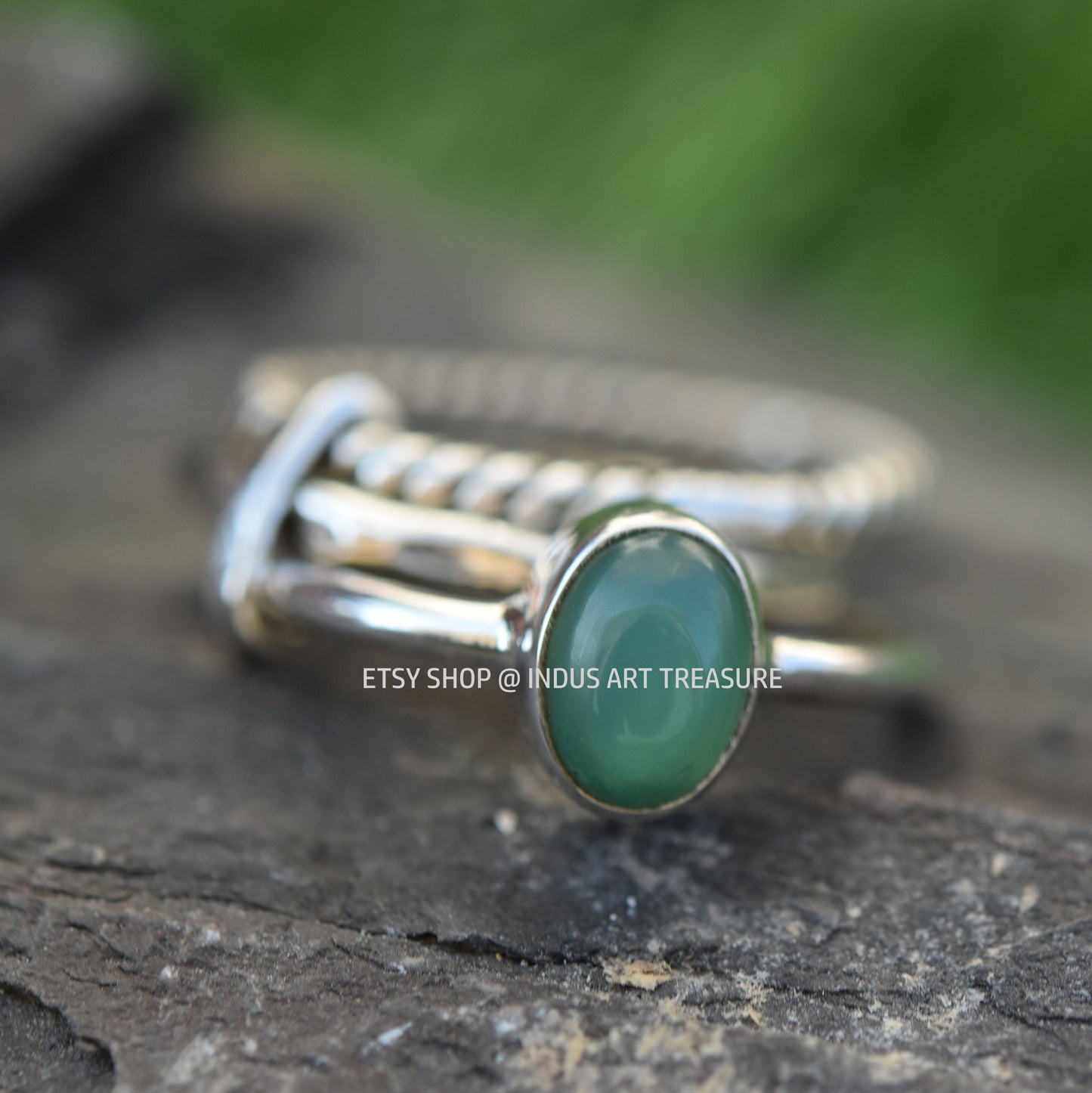 Green Chrysoprase Stacking Ring Set
