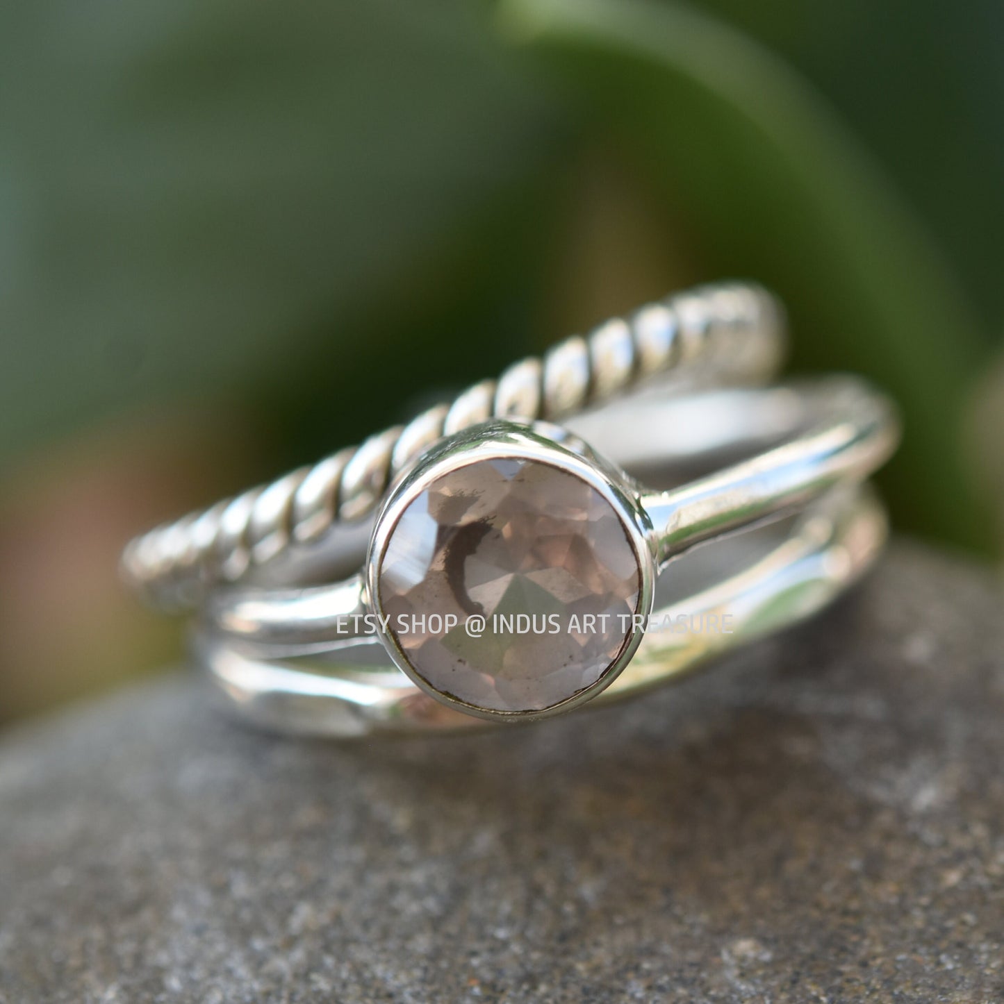 Rose Quartz Stacking Ring Set