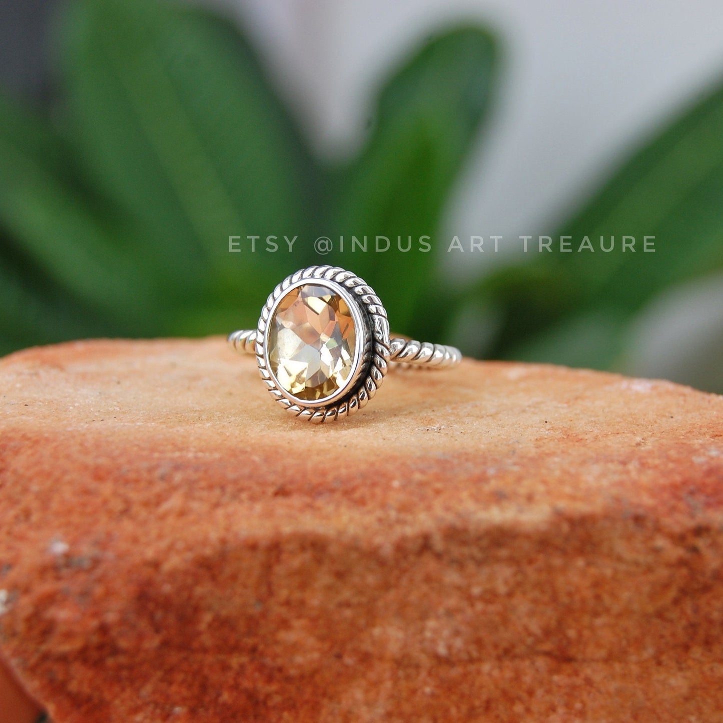 Citrine Twisted Band Ring