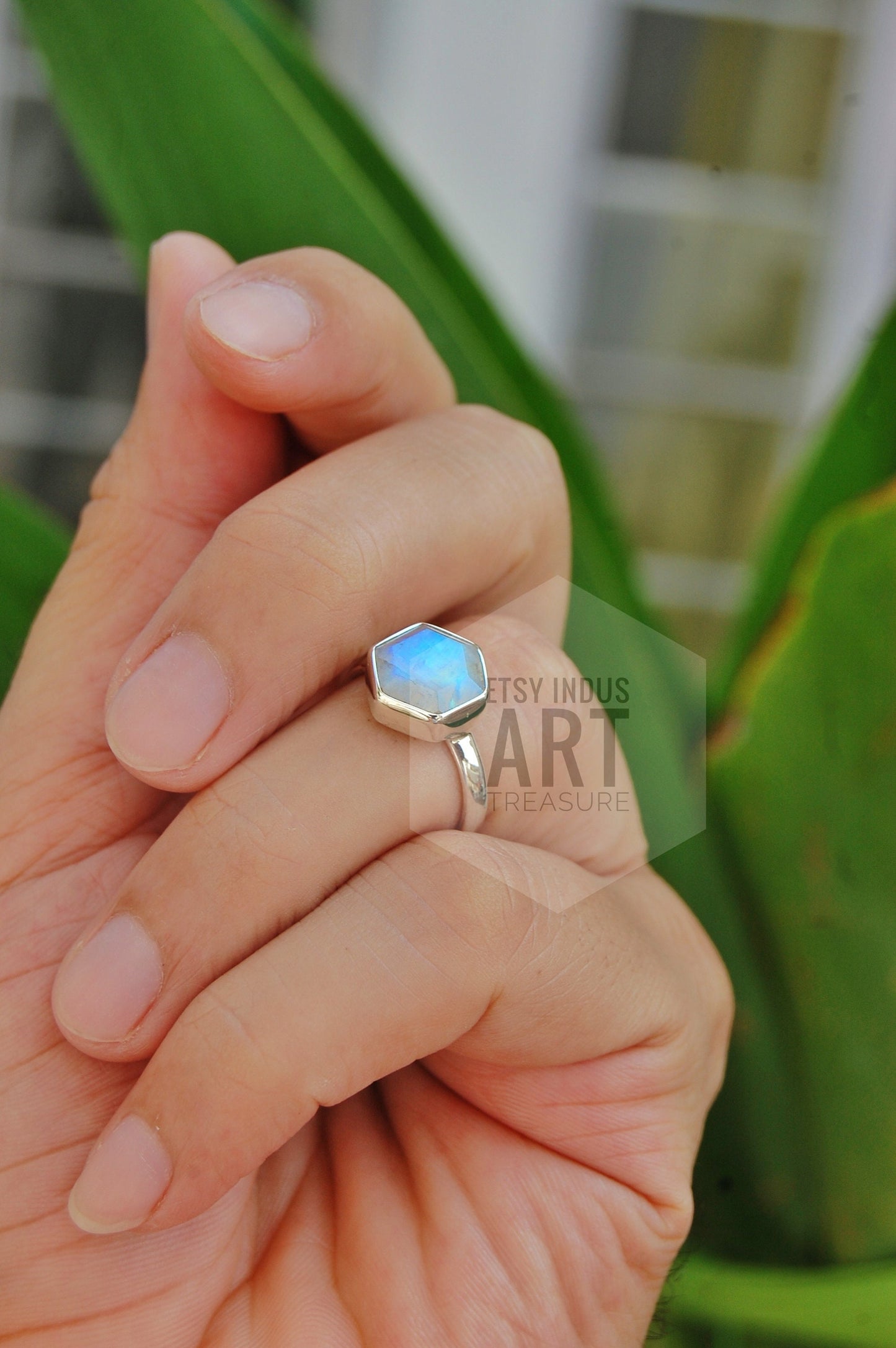 Rainbow Moonstone Ring