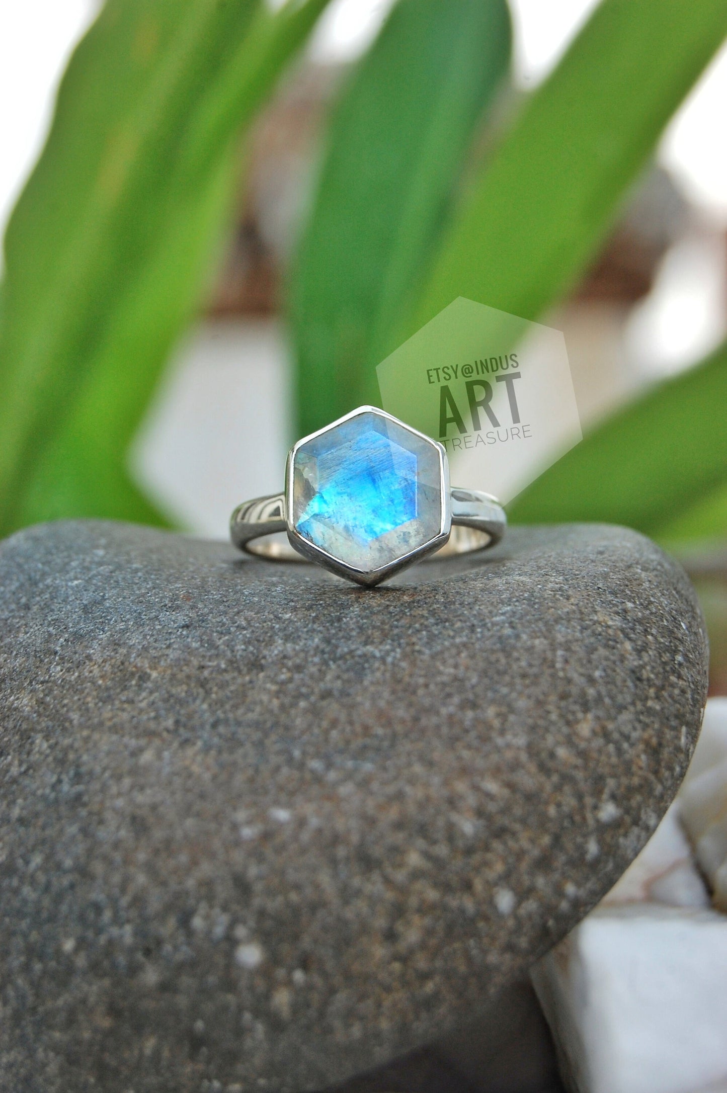 Rainbow Moonstone Ring