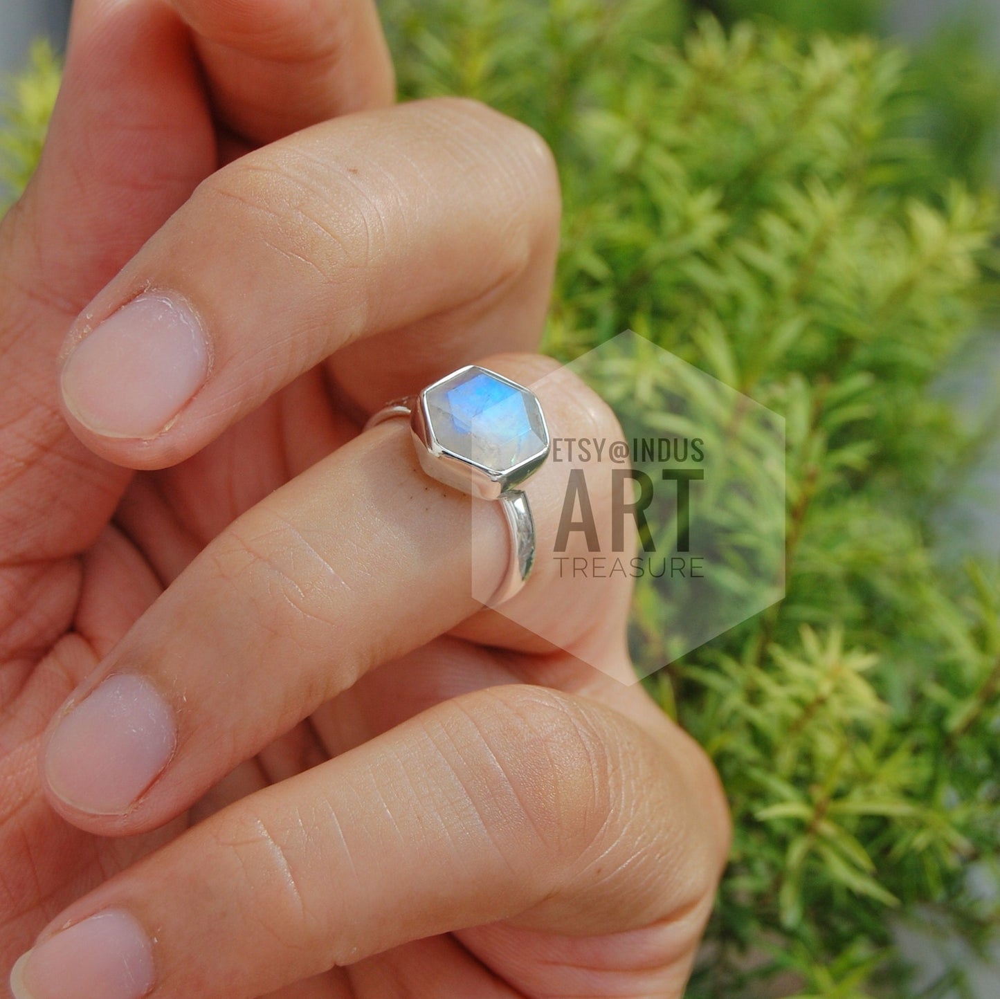 Rainbow Moonstone Ring
