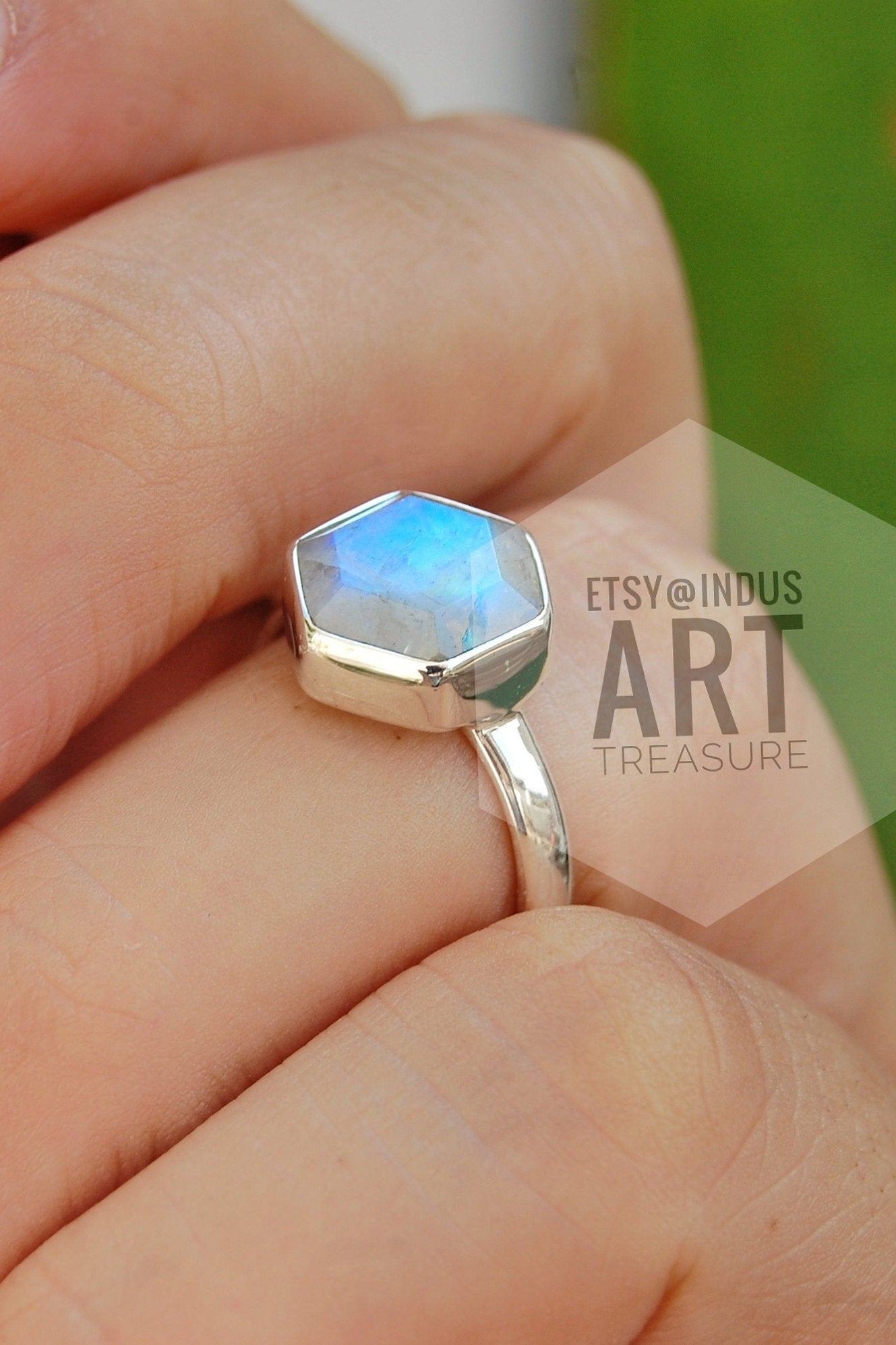 Rainbow Moonstone Ring