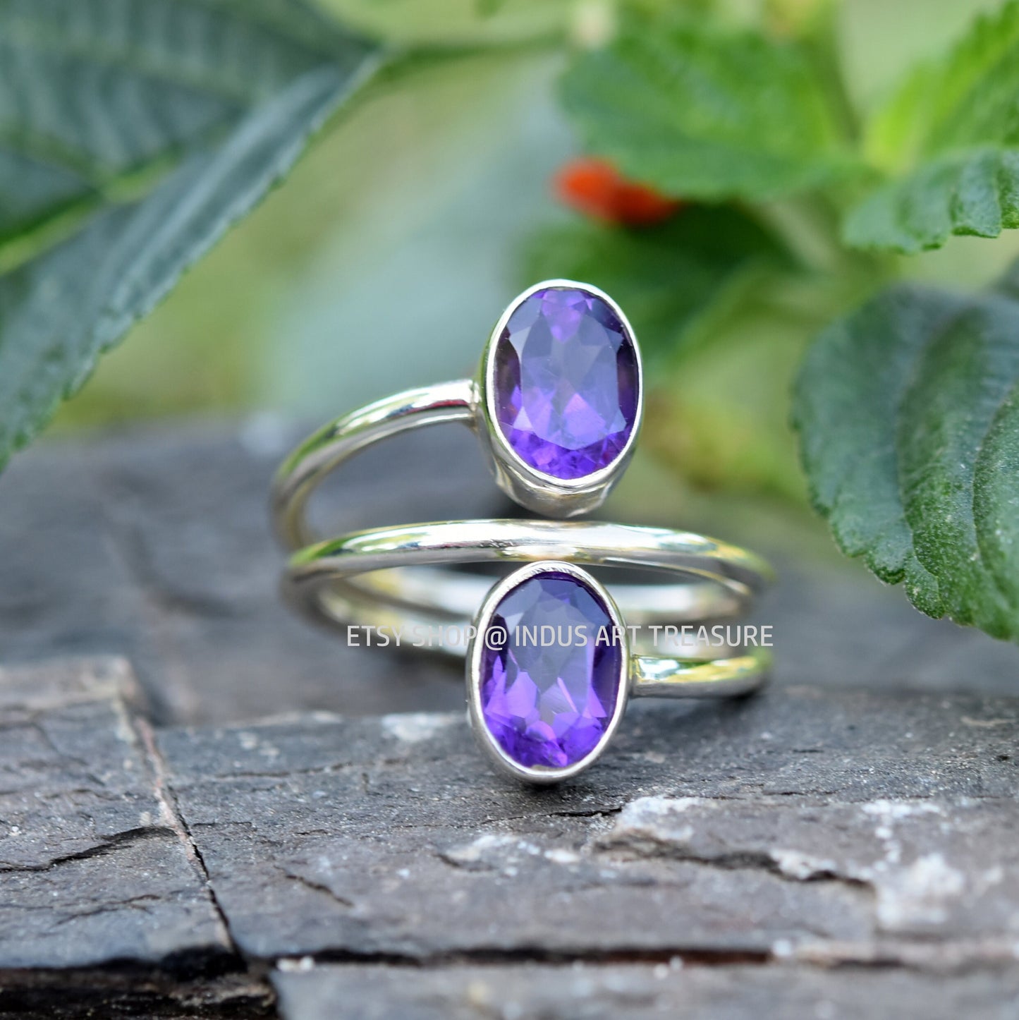 Purple Amethyst Coil Ring