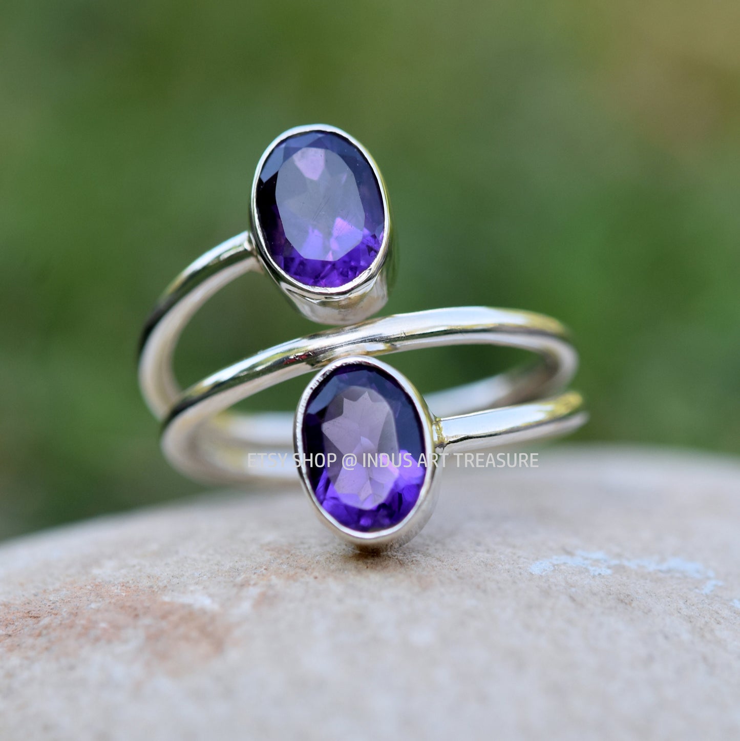 Purple Amethyst Coil Ring