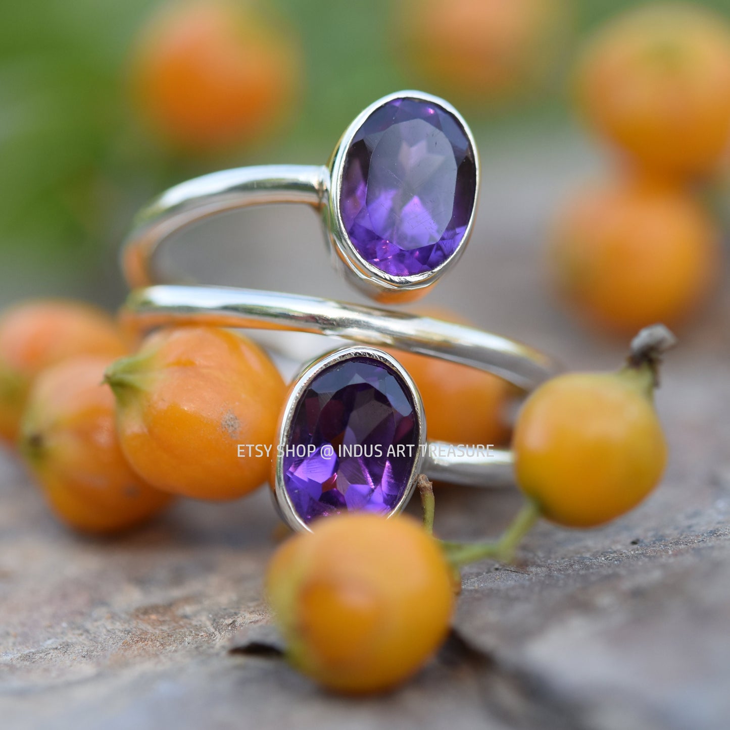 Purple Amethyst Coil Ring
