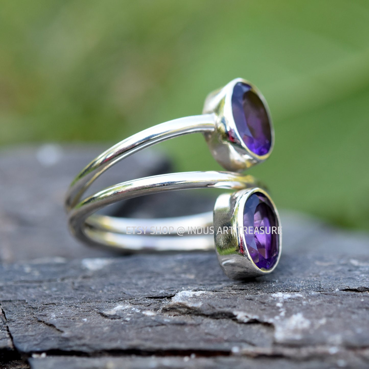 Purple Amethyst Coil Ring